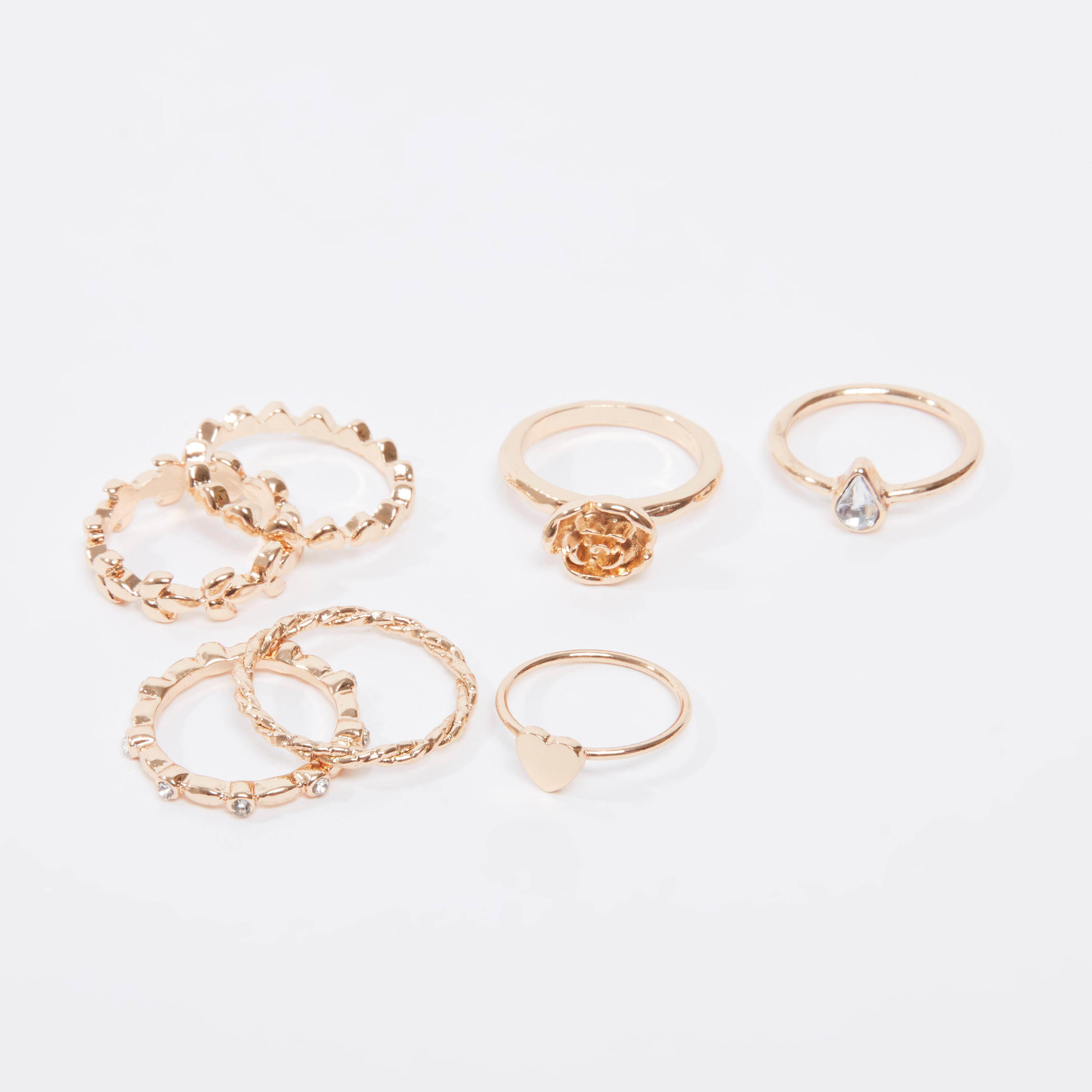 Set of 7 - Assorted Metallic Finger Rings-women-watchesandjewellery-jewellery-rings-image-3