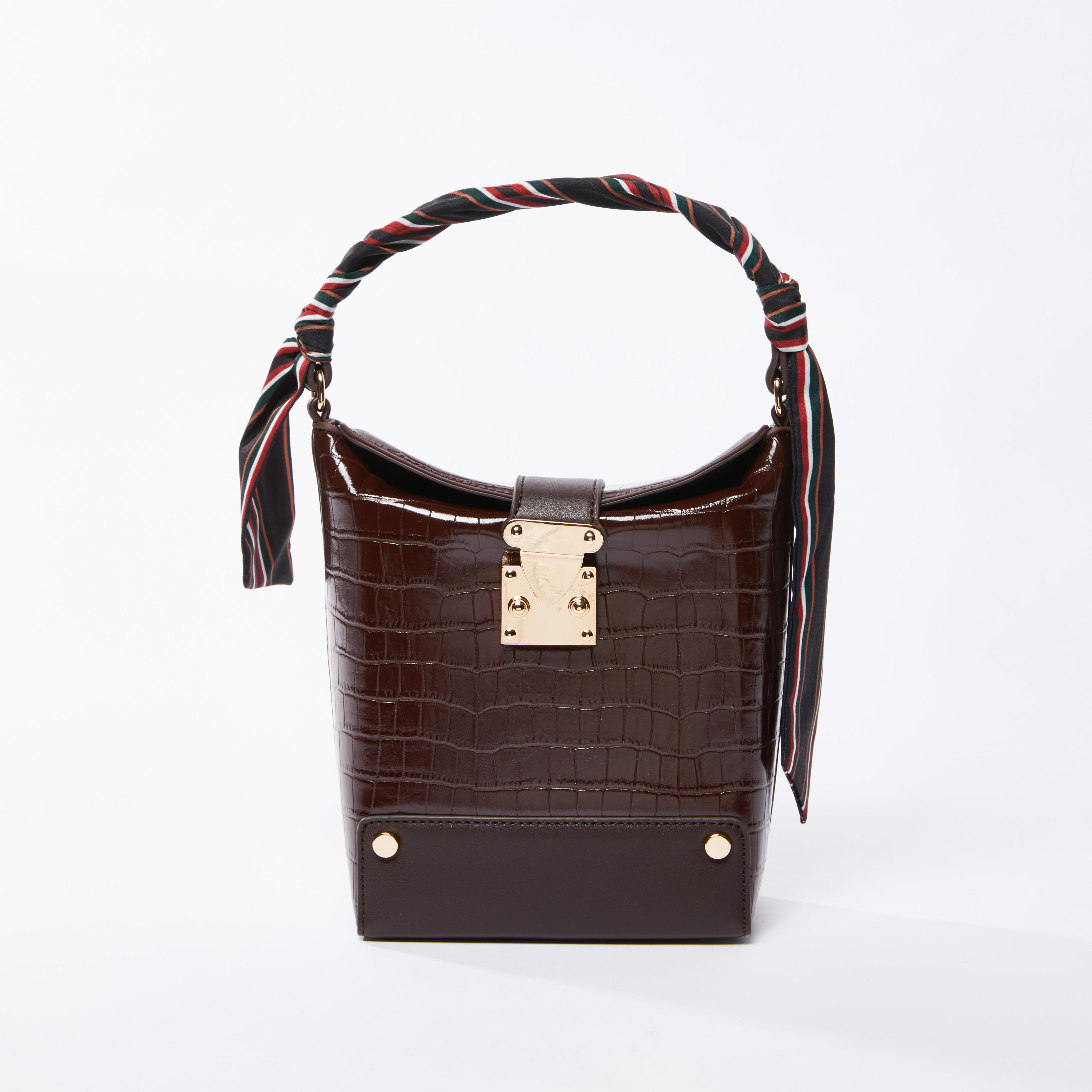 Textured Handbag with Detachable Strap and Handle-women-bagsandwallets-handbags-image-1