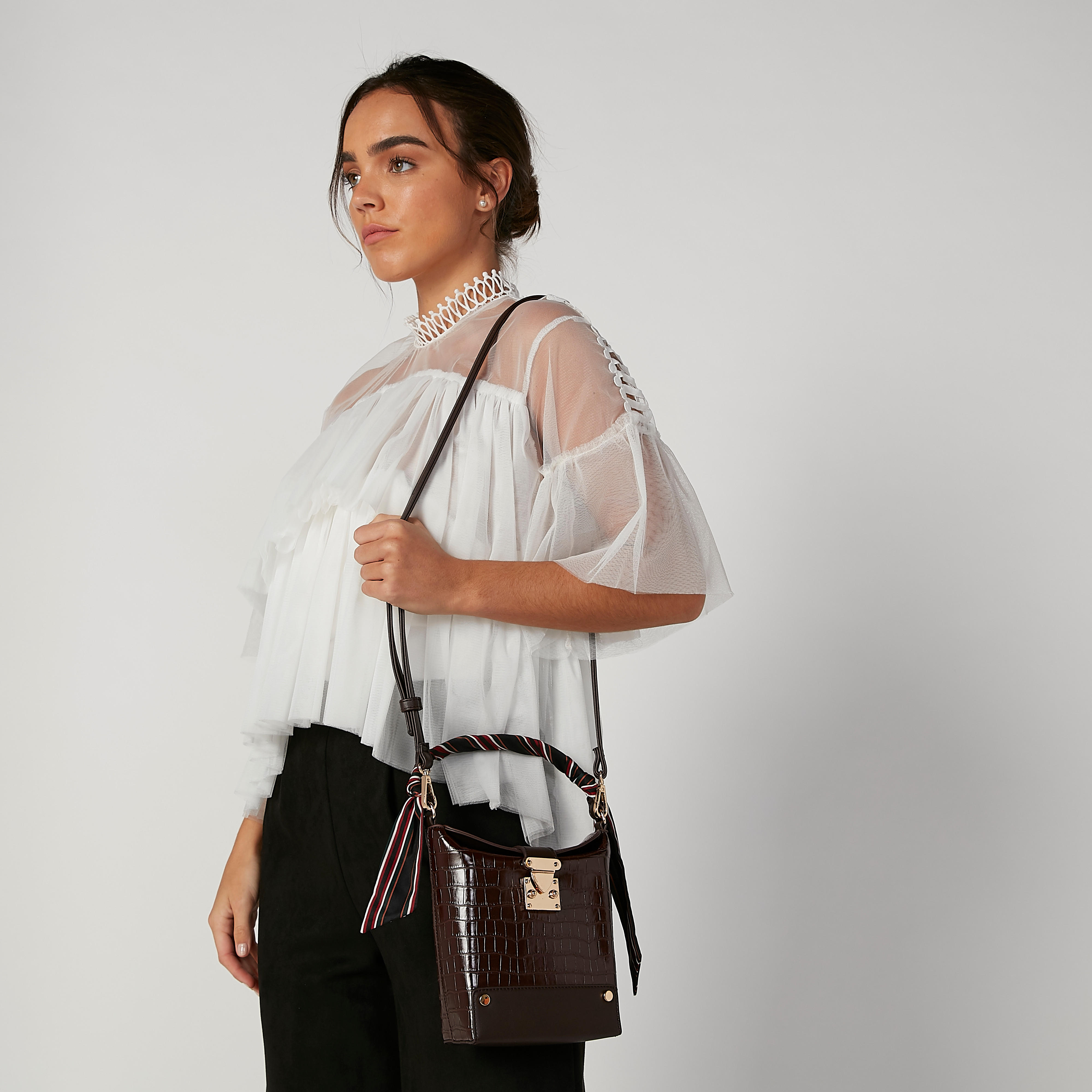 Textured Handbag with Detachable Strap and Handle-women-bagsandwallets-handbags-image-2