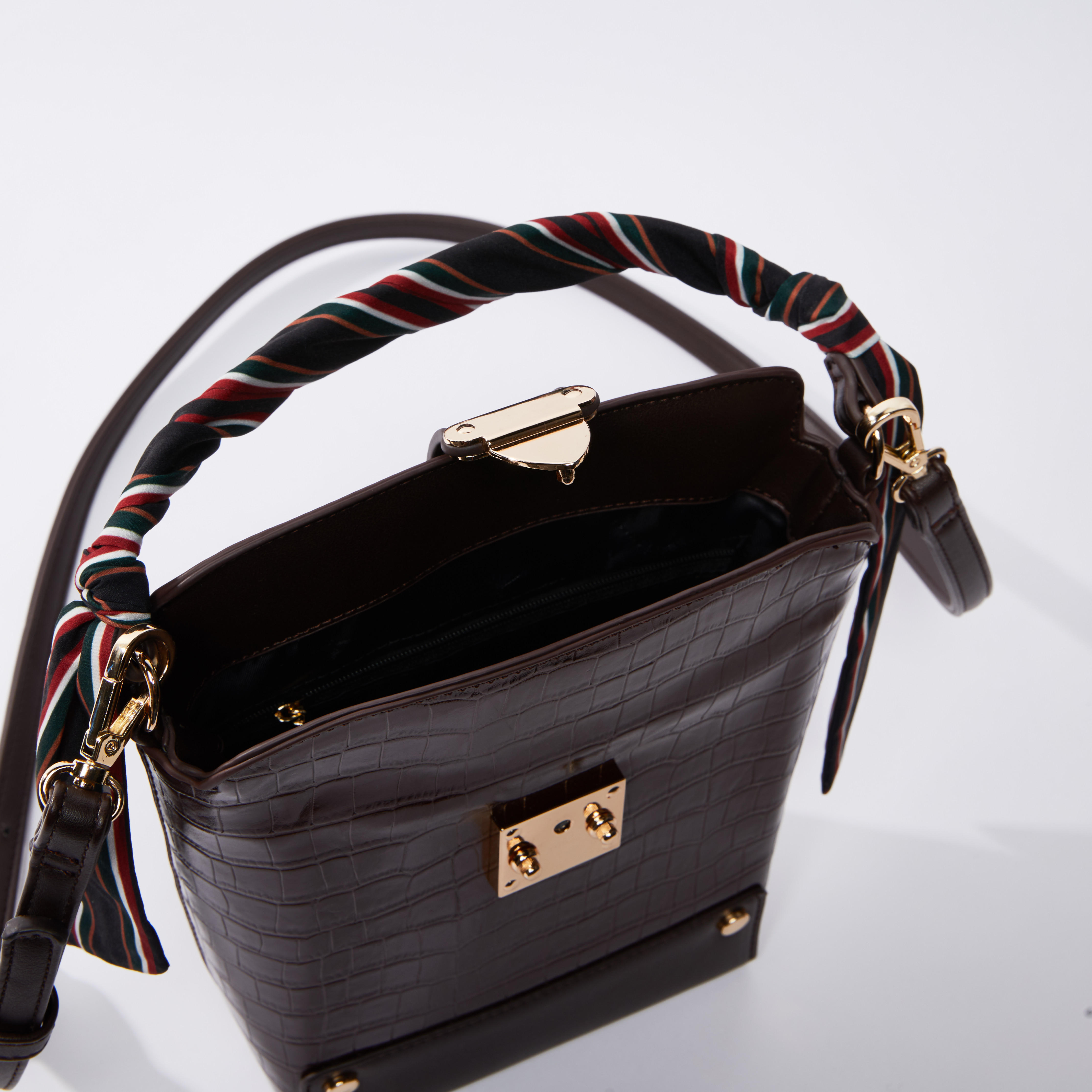 Textured Handbag with Detachable Strap and Handle-women-bagsandwallets-handbags-image-5