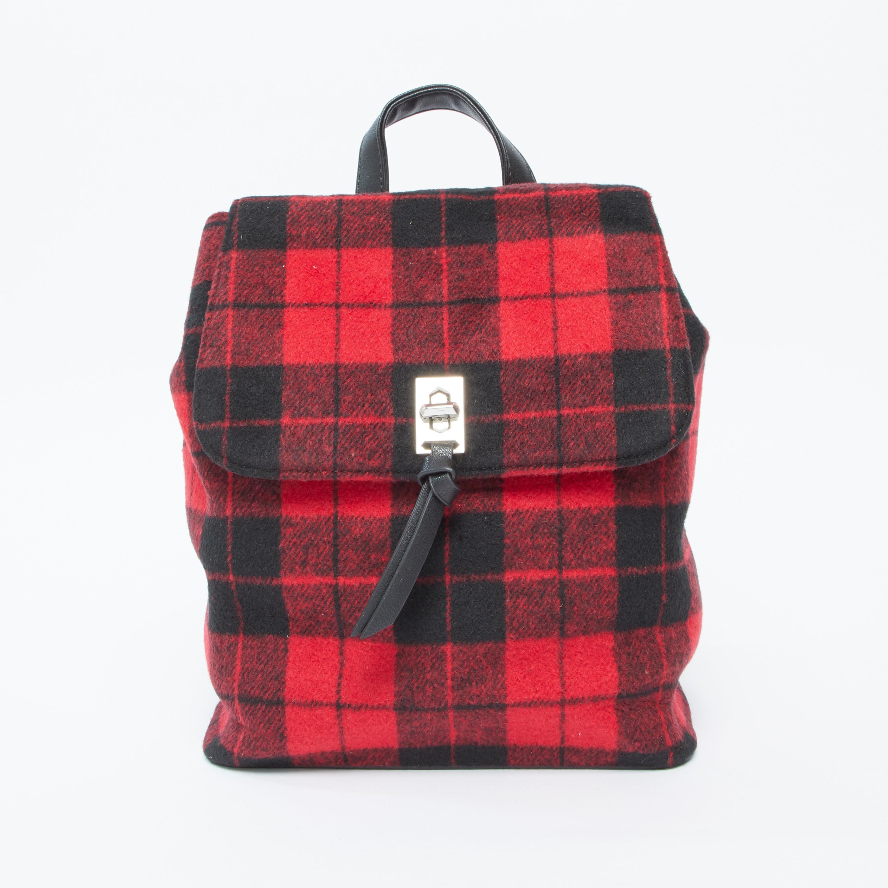 Chequered Backpack with Adjustable Shoulder Straps and Top Handle-women-bagsandwallets-handbags-image-1