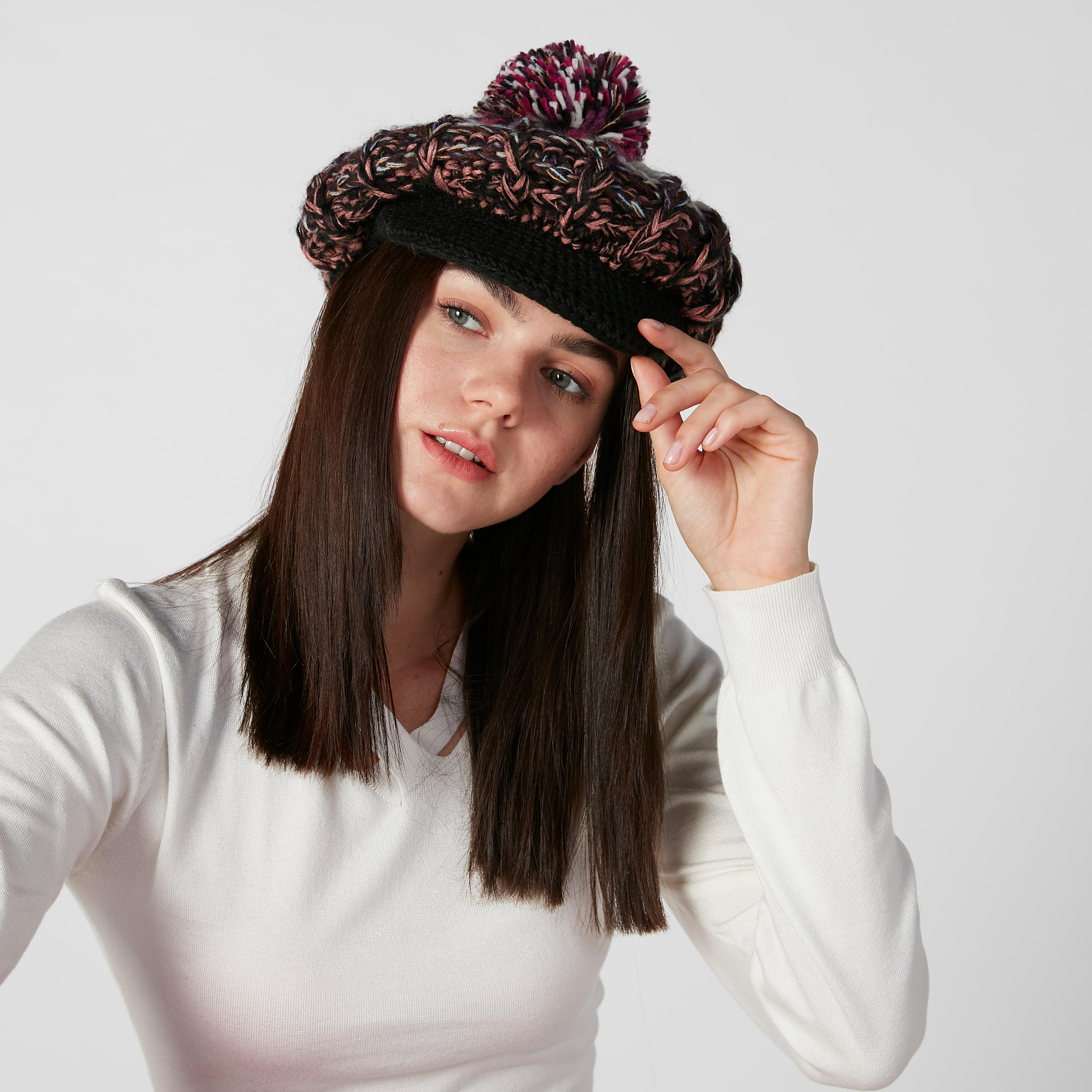 Textured Cap with Applique Detail-women-clothingaccessories-capsandhats-image-2