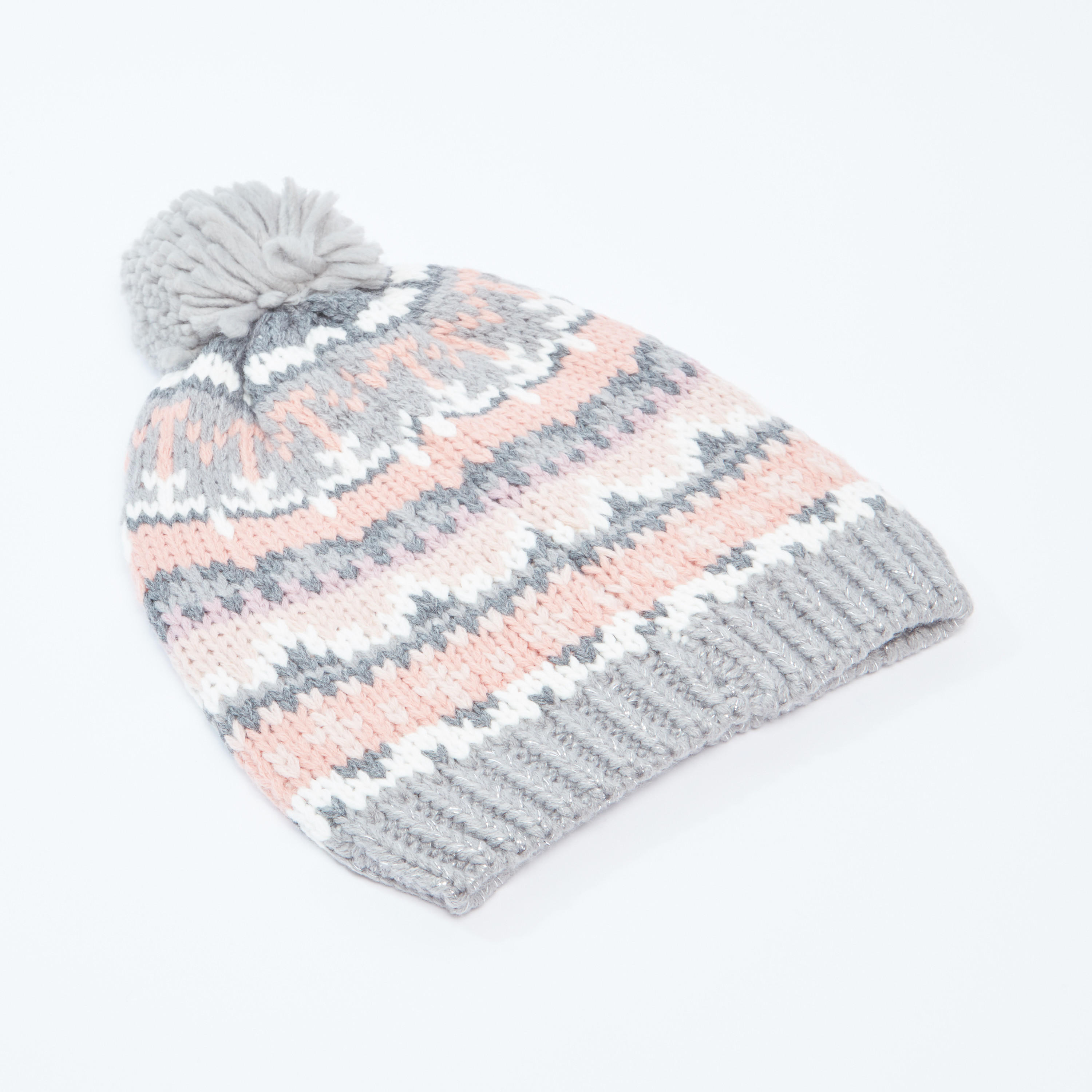 كاب بيني بارز الملمس مزيّن بكرات بوم بوم-women-clothingaccessories-capsandhats-image-1