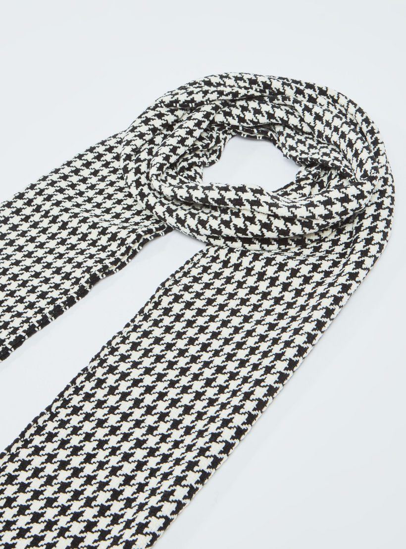 Houndstooth Printed Scarf with Fringes-women-clothingaccessories-scarves-image-1