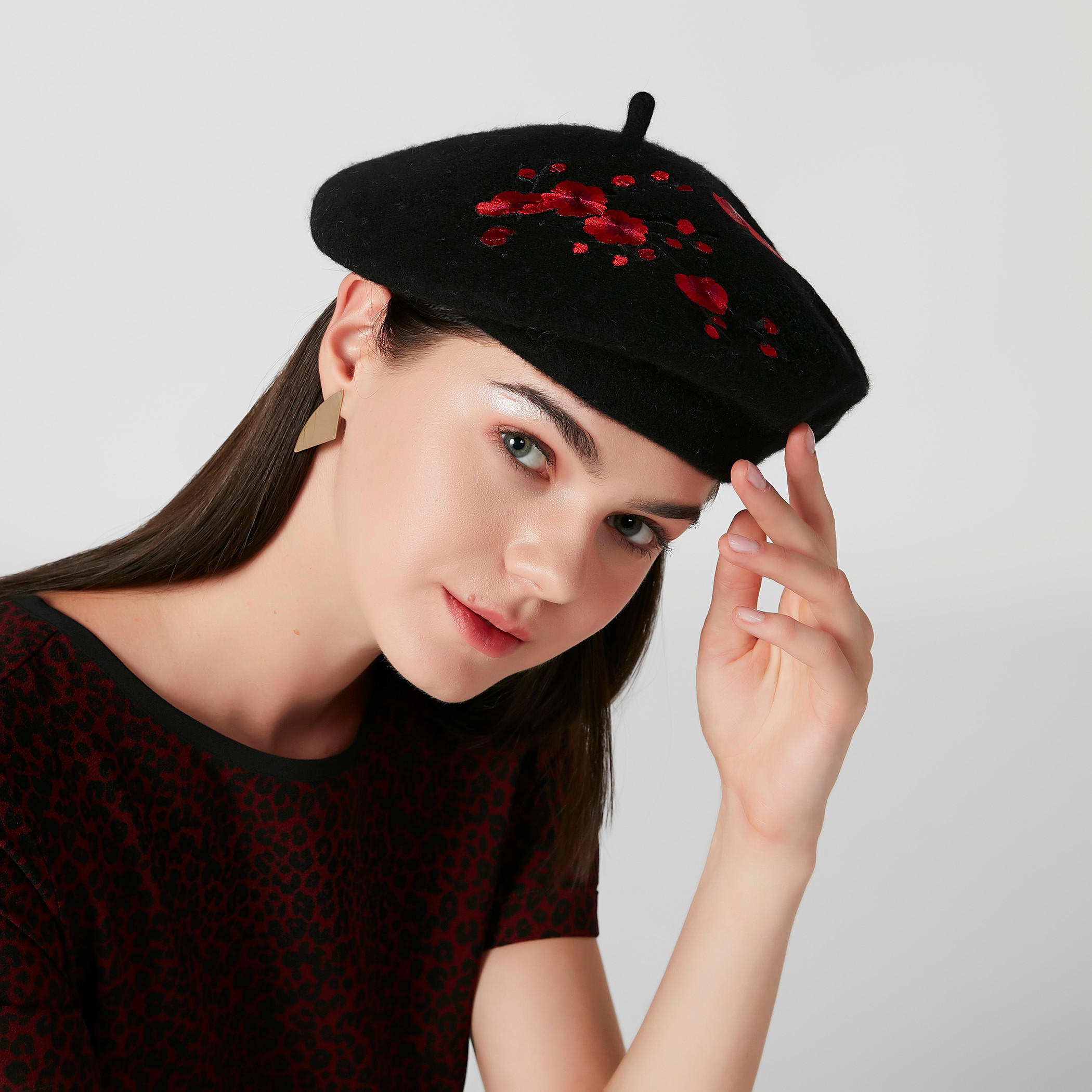 Printed Beret Hat-women-clothingaccessories-capsandhats-image-2