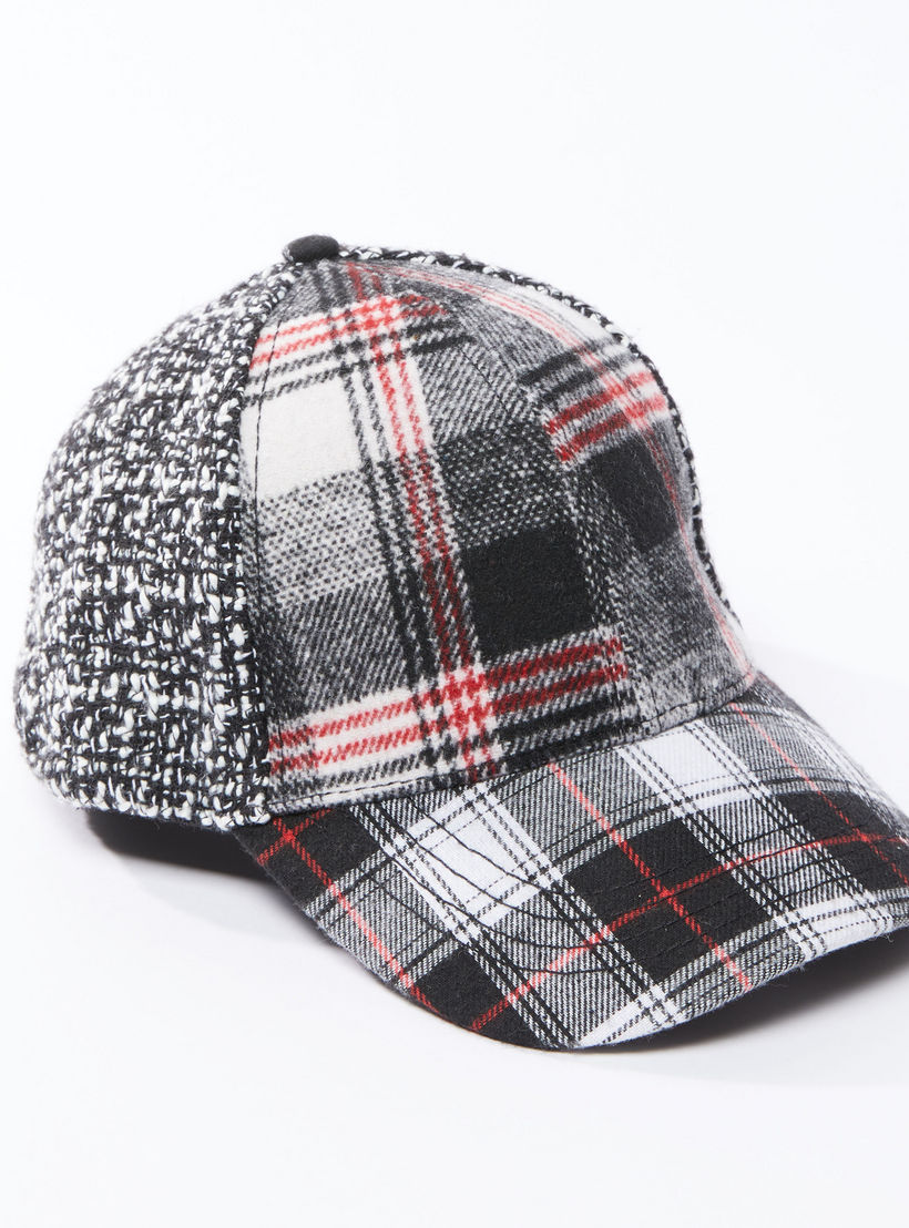 Chequered Cap with Adjustable Slide Closure-women-clothingaccessories-capsandhats-image-1