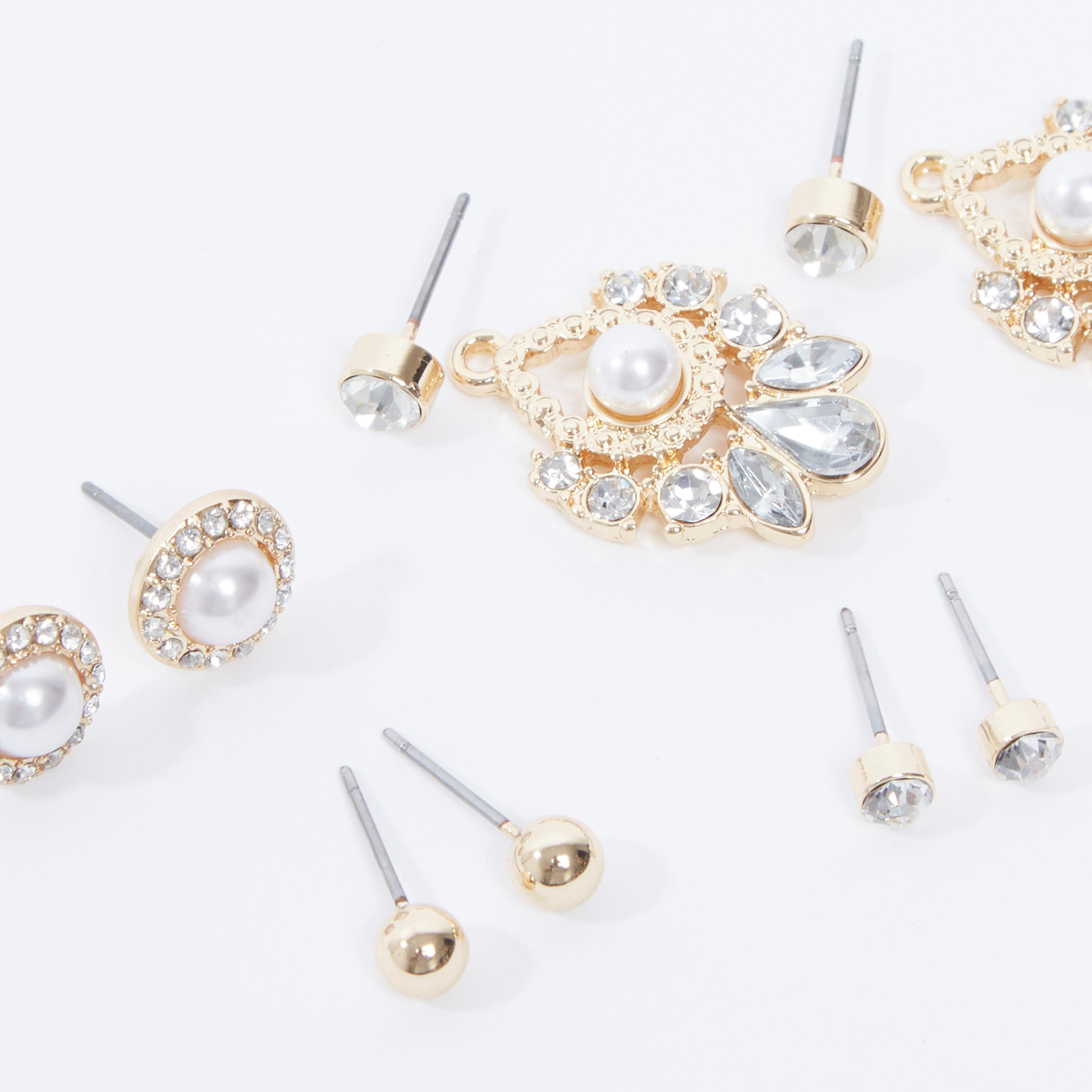 Set of 6 - Embellished Earrings with Pushback Closure-women-watchesandjewellery-jewellery-earrings-image-3