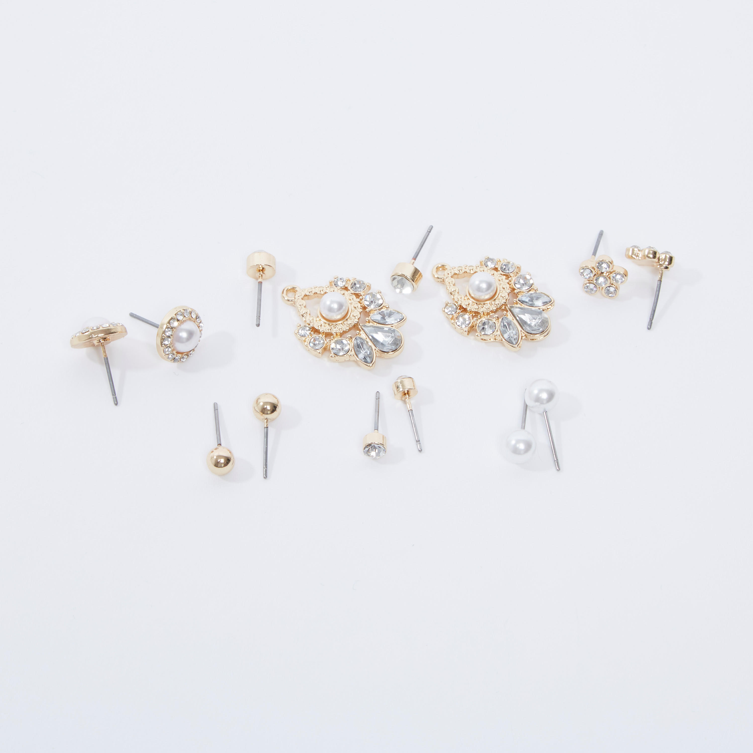 Set of 6 - Embellished Earrings with Pushback Closure-women-watchesandjewellery-jewellery-earrings-image-4