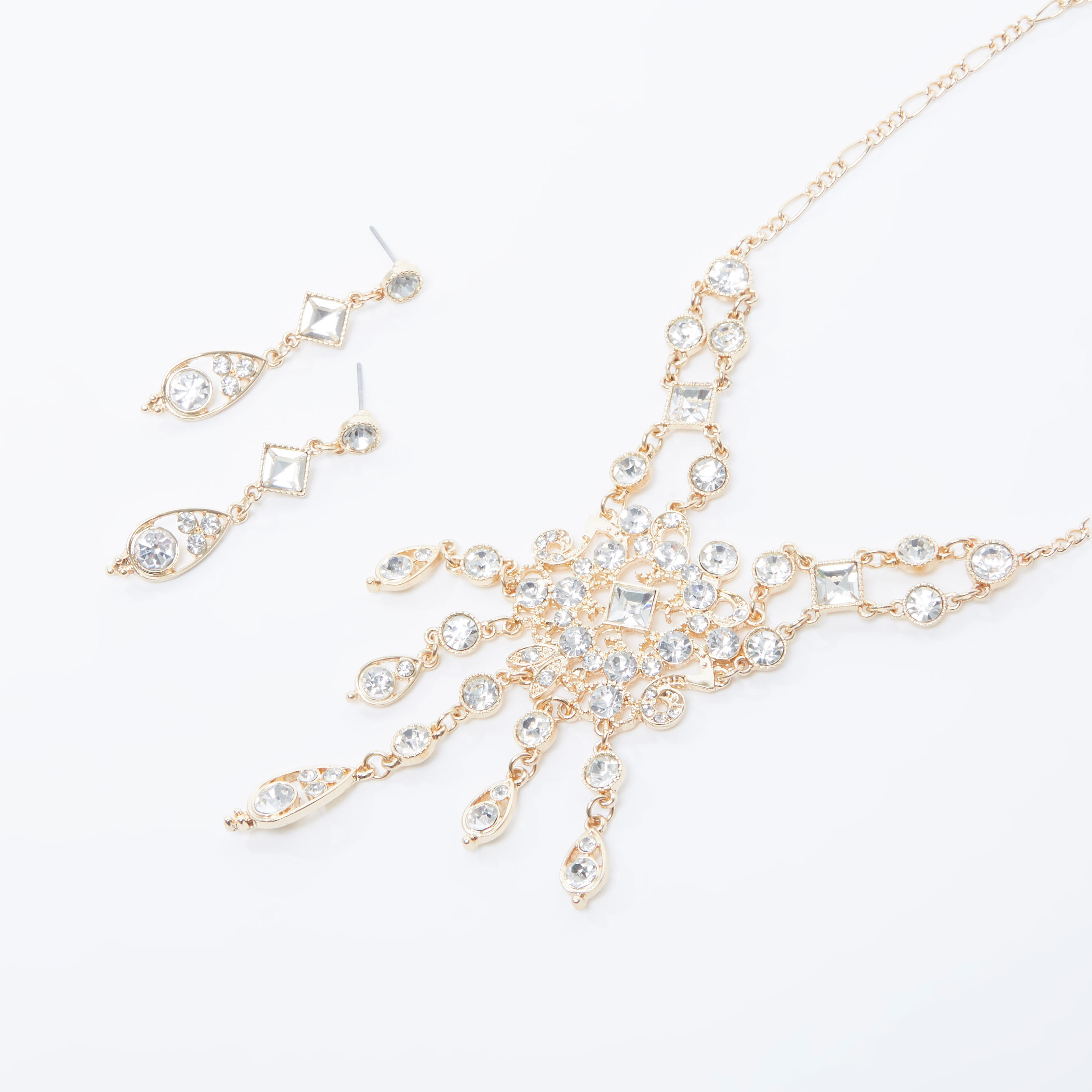 طقم حلقان وعقد من 3 قطع مرصّعة-women-watchesandjewellery-jewellery-jewellerysets-image-1