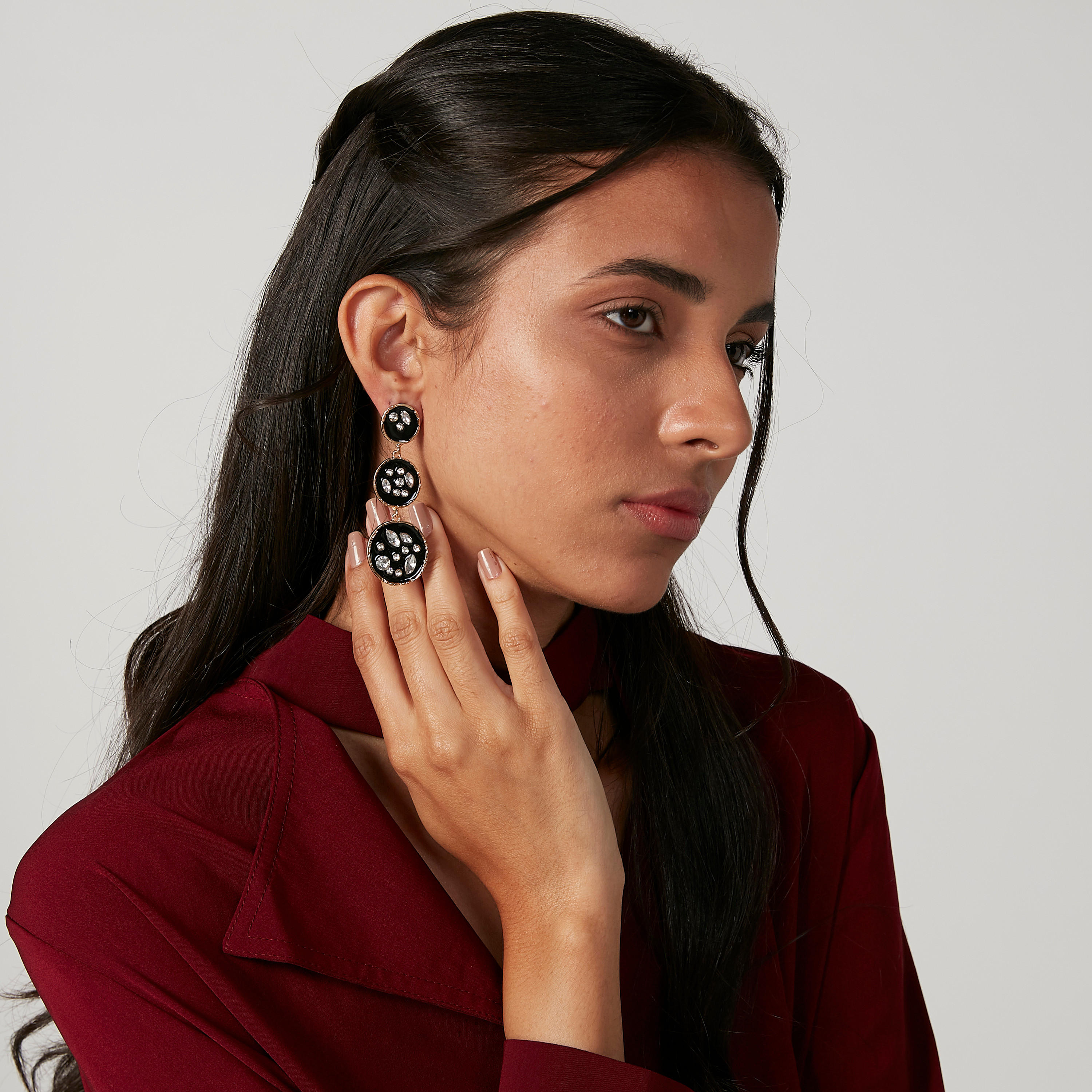 Embellished Dangling Earrings with Pushback Closure-women-watchesandjewellery-jewellery-earrings-image-2
