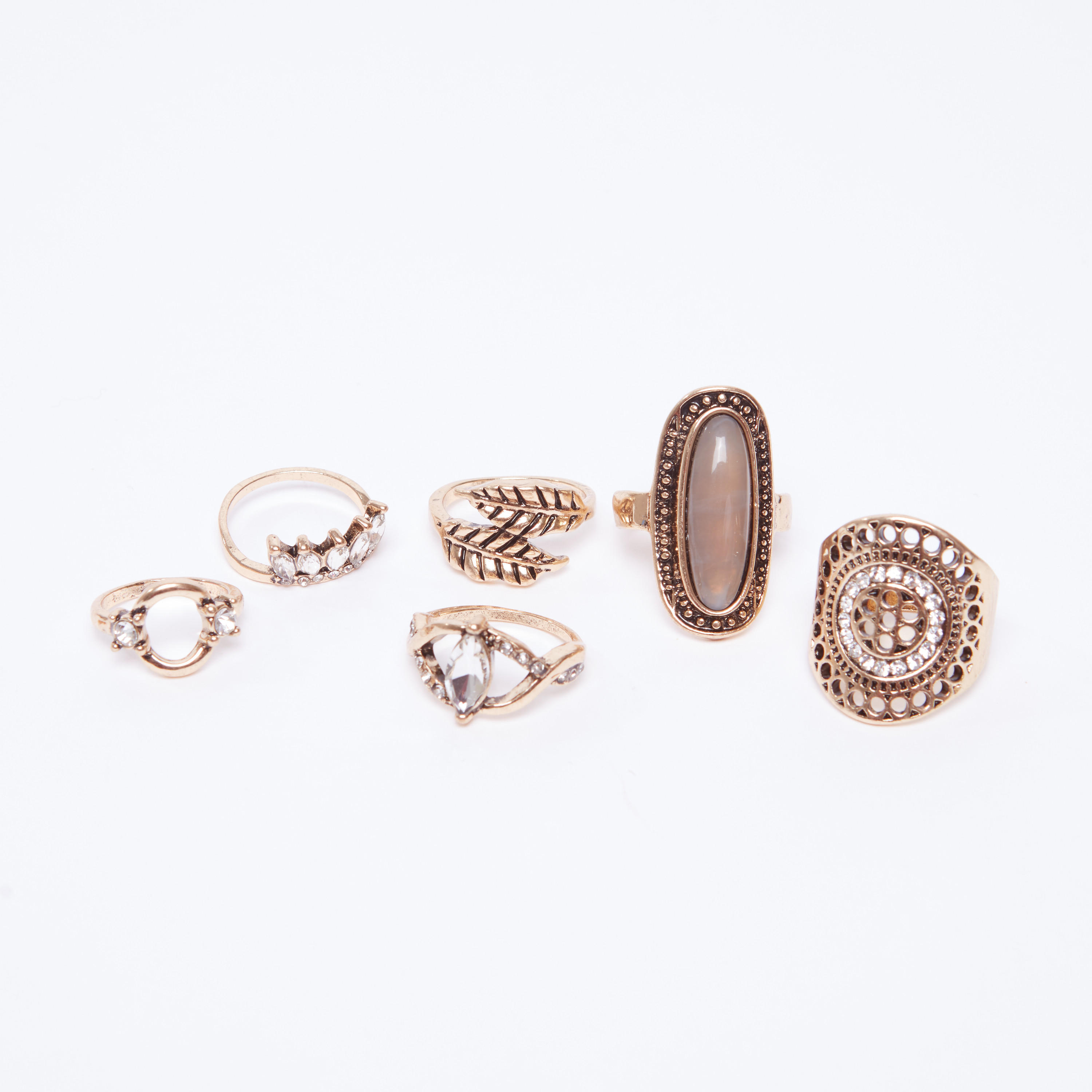 Set of 6 - Embellished Finger Rings-women-watchesandjewellery-jewellery-rings-image-1