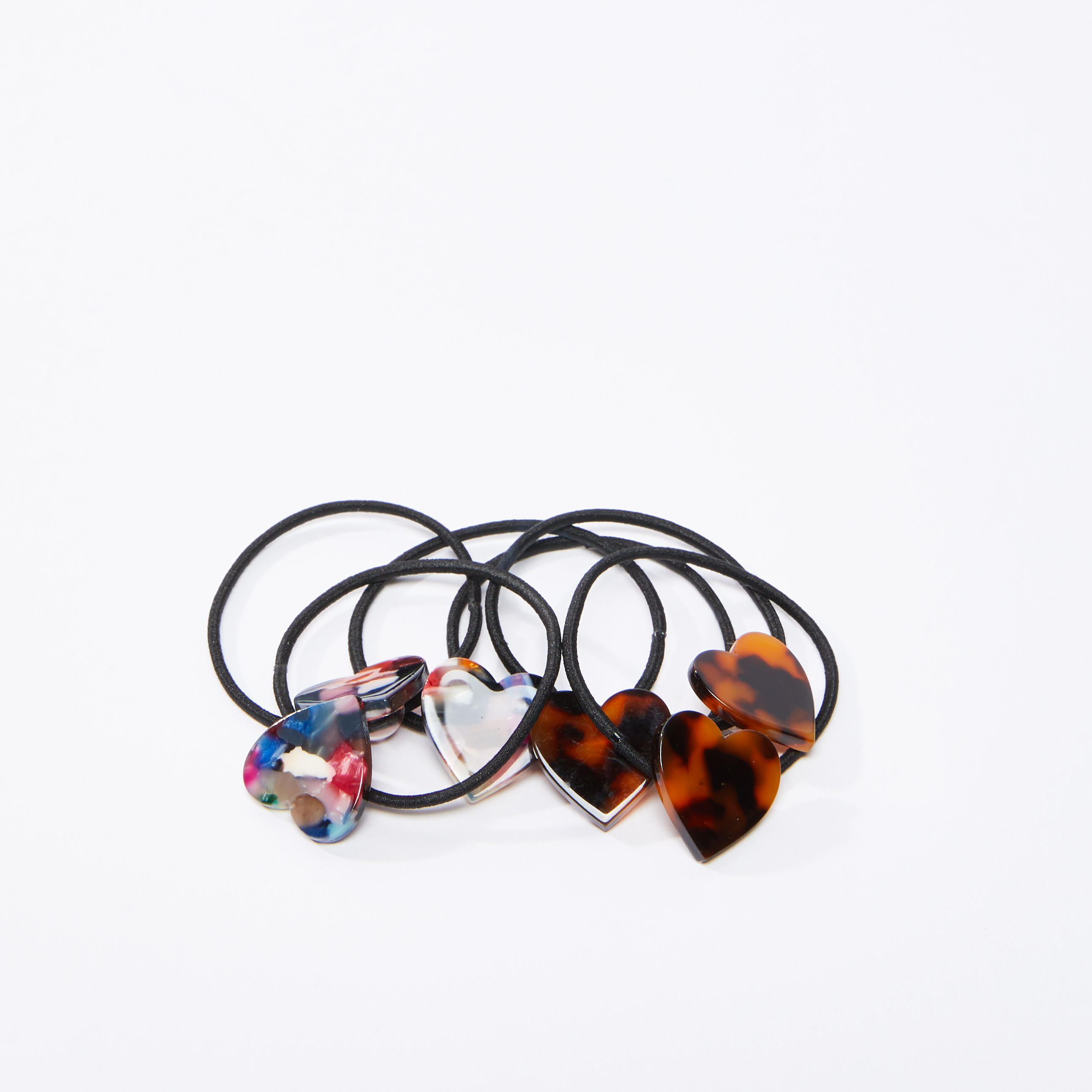 ربطة شعر بتزيينات على شكل قلب - طقم من 6 قطع-women-hairaccessories-image-1