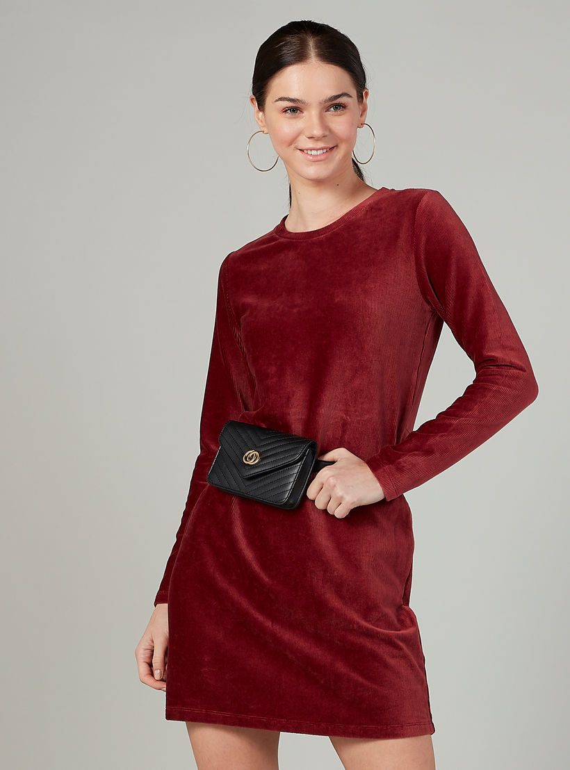 حقيبة خصر بارزة الملمس بحزام قابل للتعديل وإبزيم إغلاق بدبوس-women-bagsandwallets-handbags-image-2