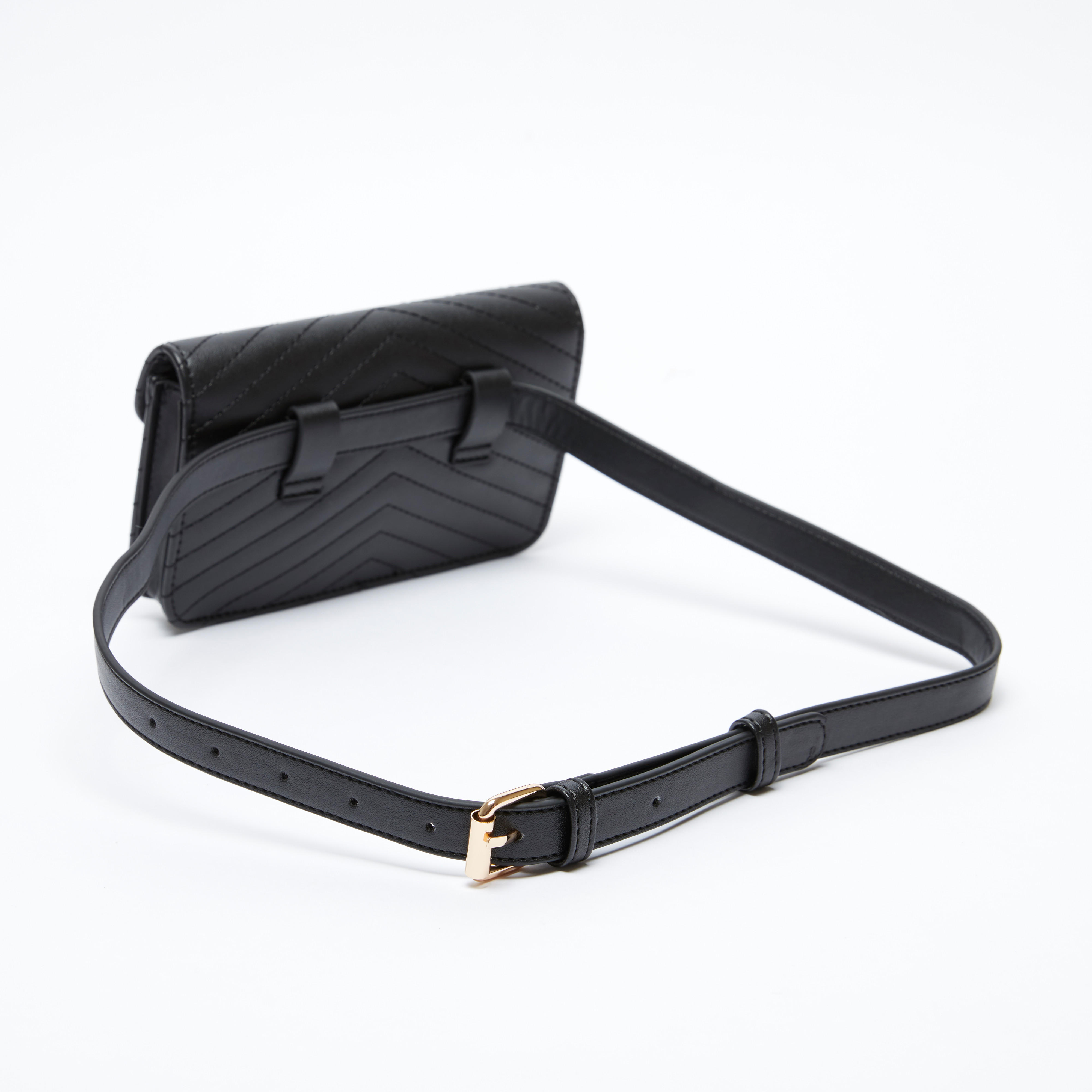 حقيبة خصر بارزة الملمس بحزام قابل للتعديل وإبزيم إغلاق بدبوس-women-bagsandwallets-handbags-image-3