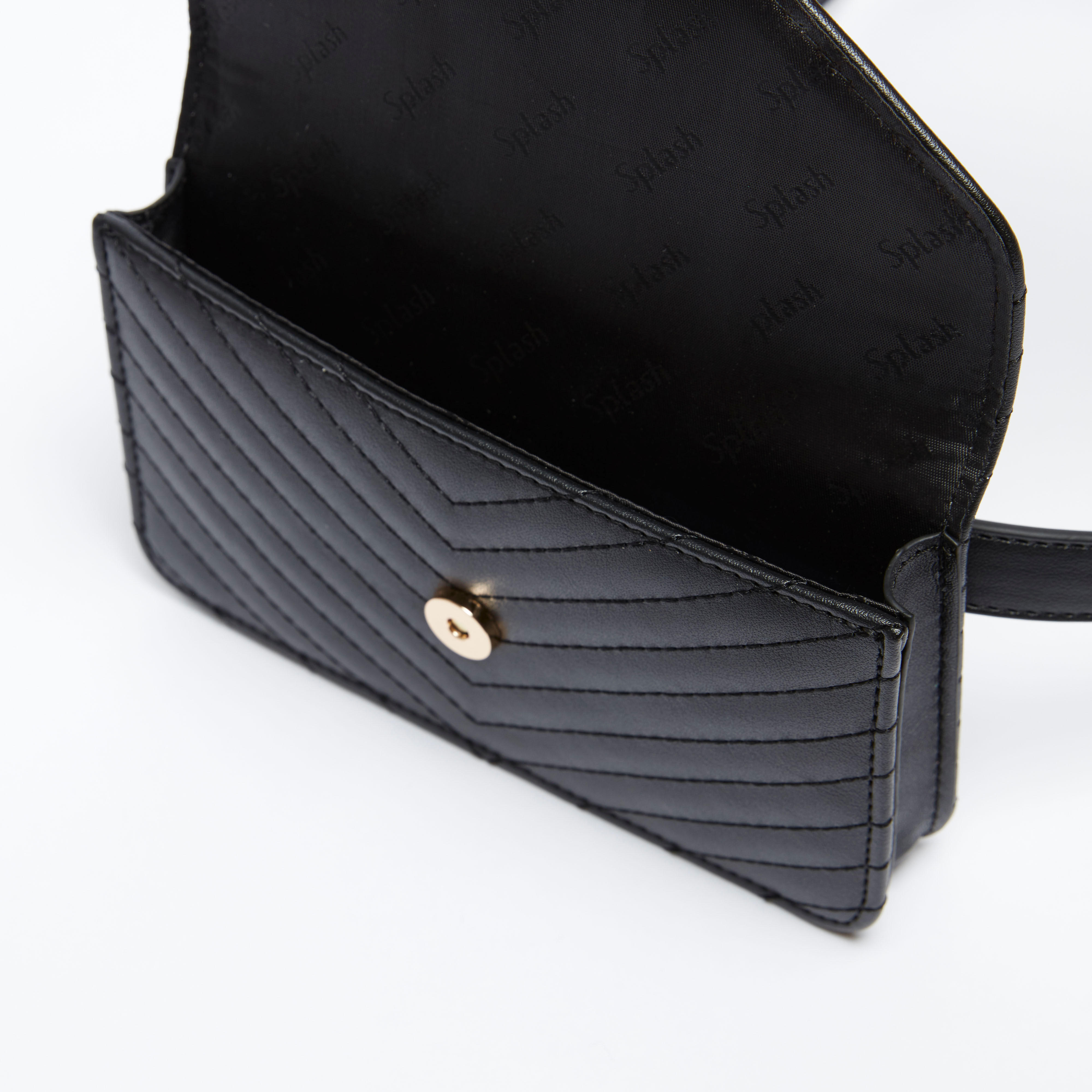 حقيبة خصر بارزة الملمس بحزام قابل للتعديل وإبزيم إغلاق بدبوس-women-bagsandwallets-handbags-image-4