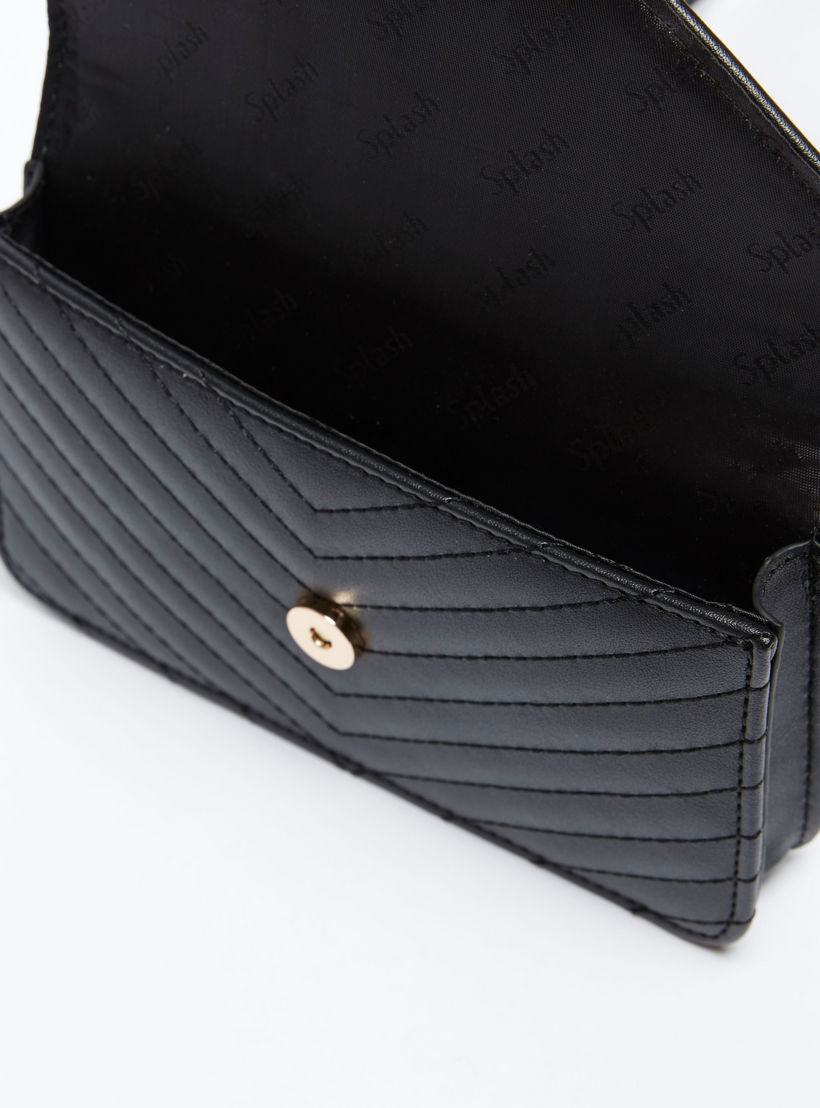حقيبة خصر بارزة الملمس بحزام قابل للتعديل وإبزيم إغلاق بدبوس-women-bagsandwallets-handbags-image-4