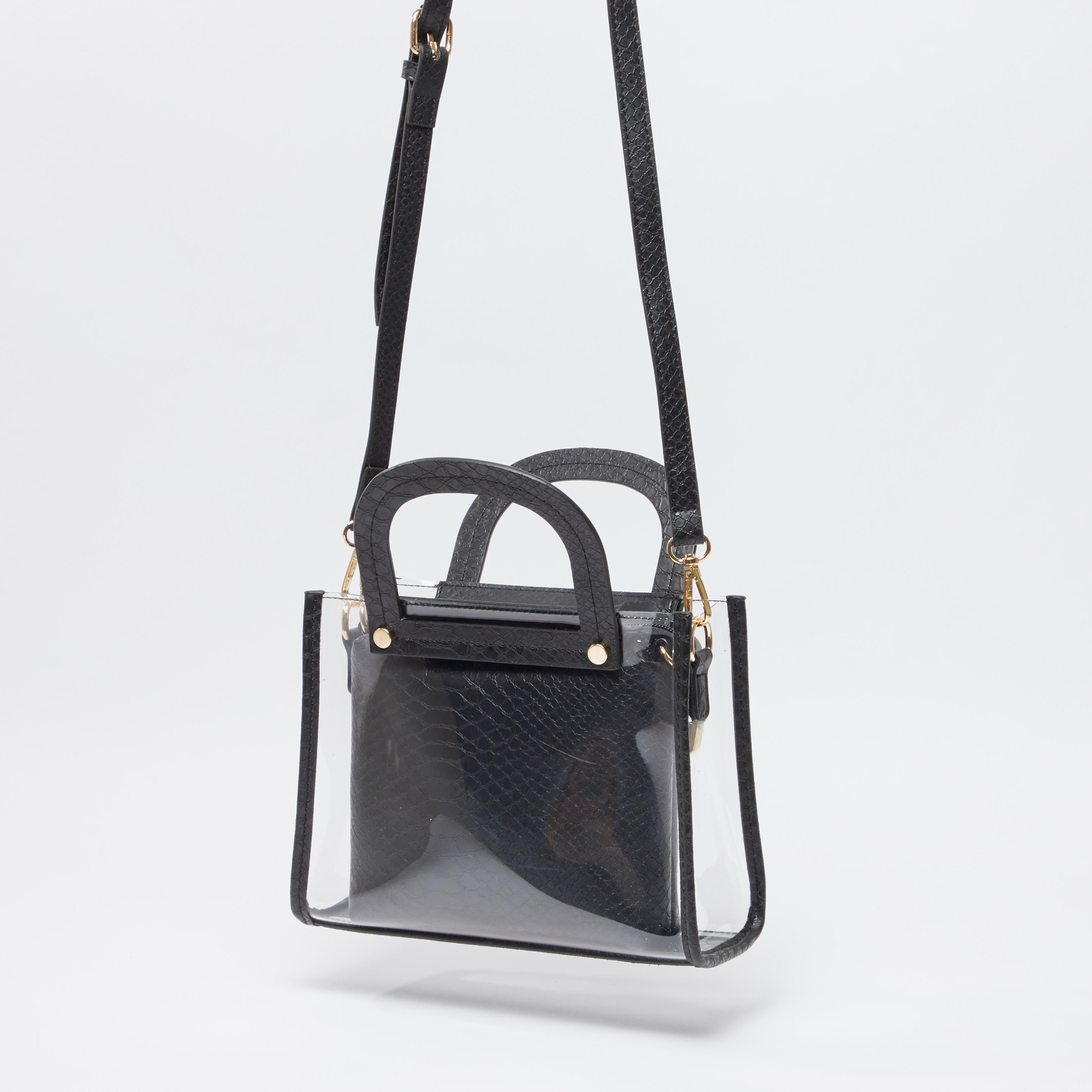 حقيبة توتي شفافة مع محفظة صغيرة سادة مع حزام قابل للفصل-women-bagsandwallets-handbags-image-4