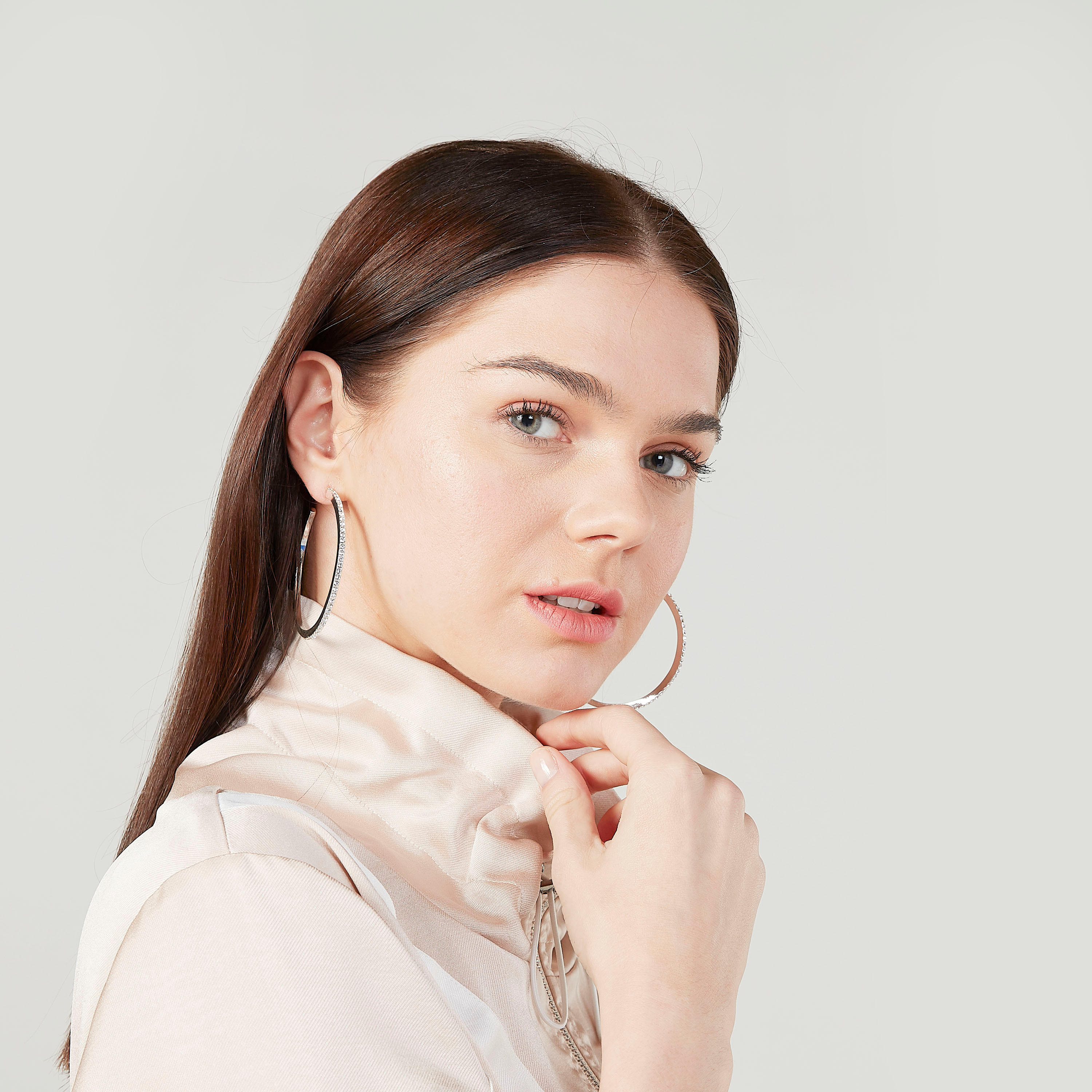 Studded Hoop Earrings with Pushback Closure-women-watchesandjewellery-jewellery-earrings-image-2