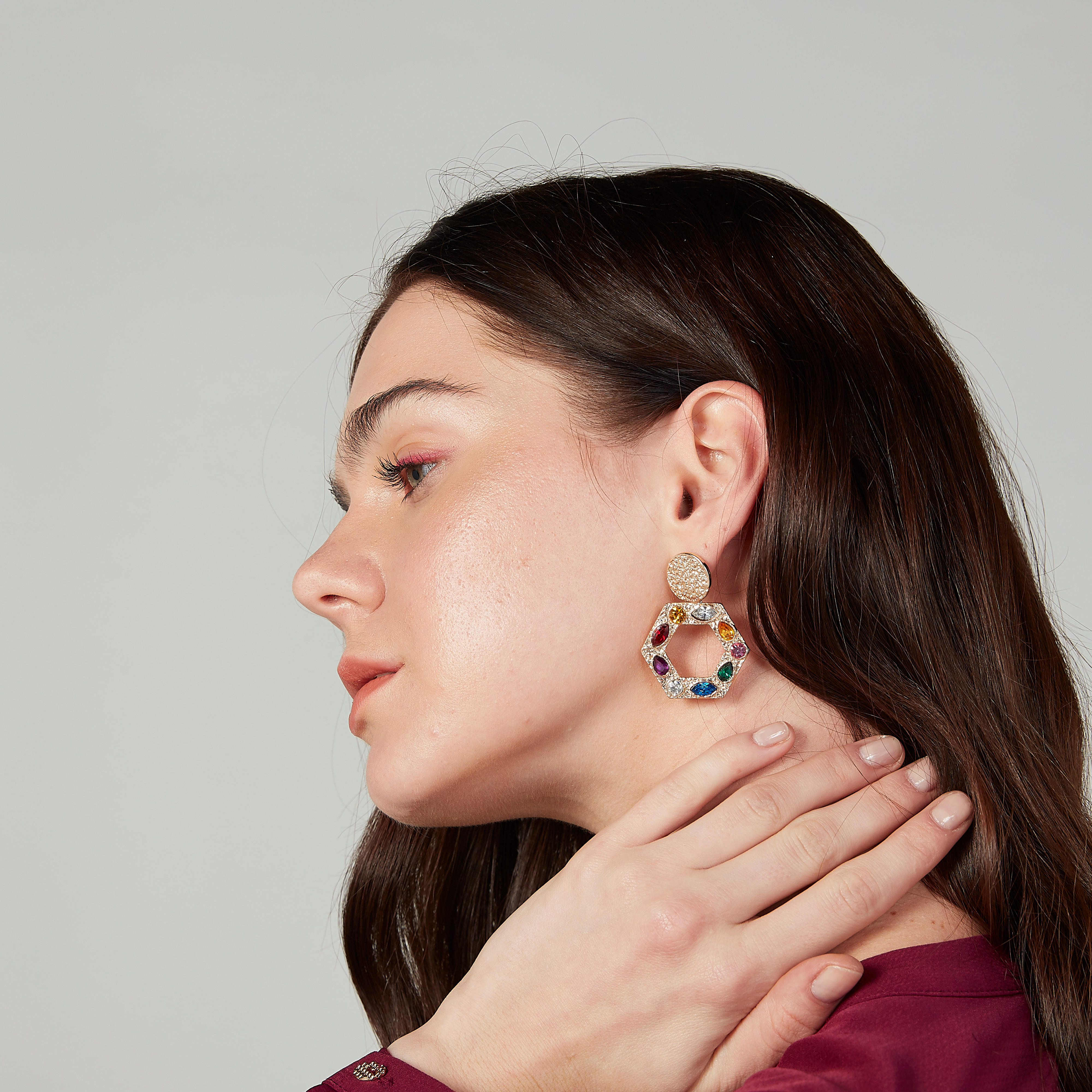 Embellished Dangling Earrings with Pushback Closure-women-watchesandjewellery-jewellery-earrings-image-2