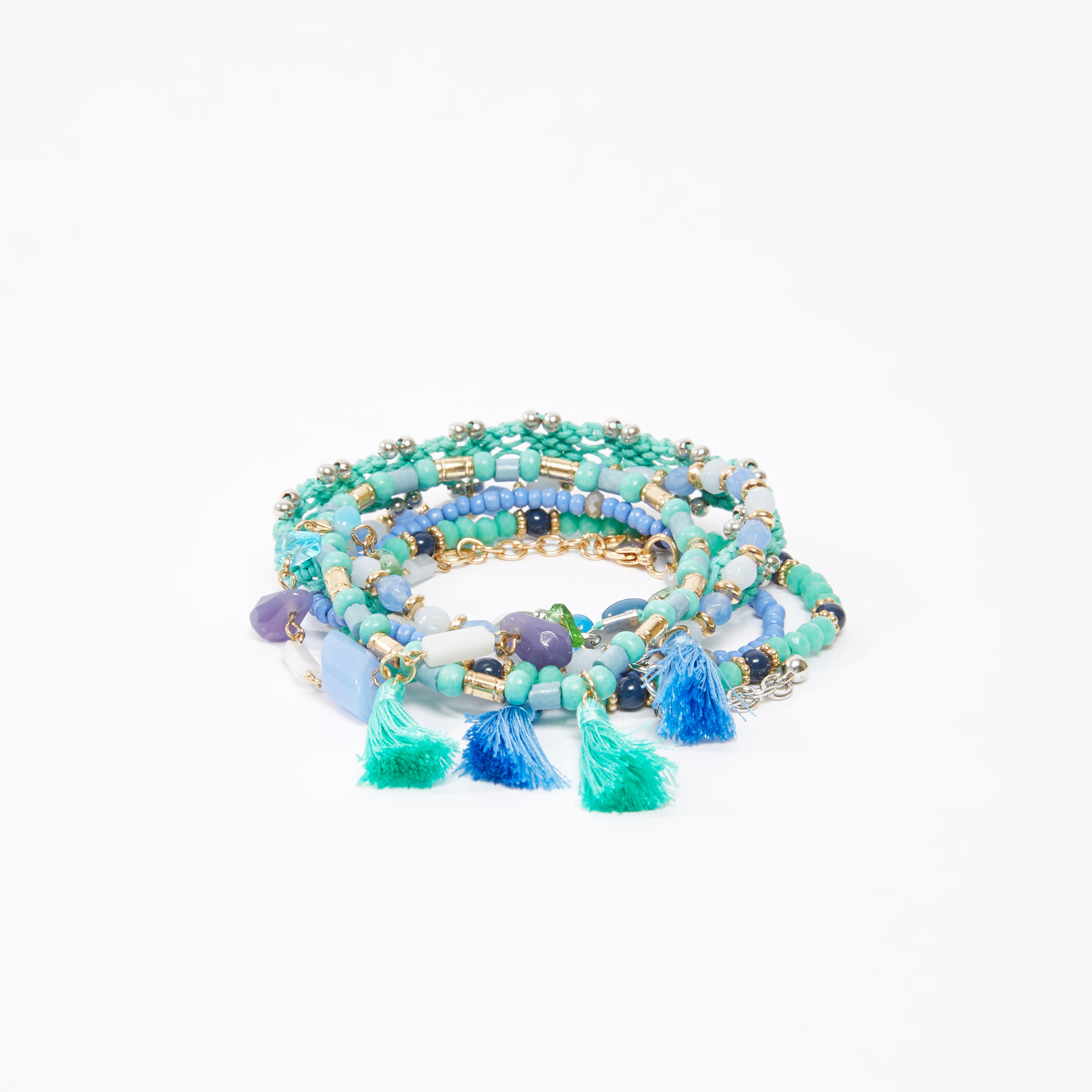 اساور مزينة بالخرز - طقم من 5 قطع-women-watchesandjewellery-jewellery-banglesandbracelets-image-1