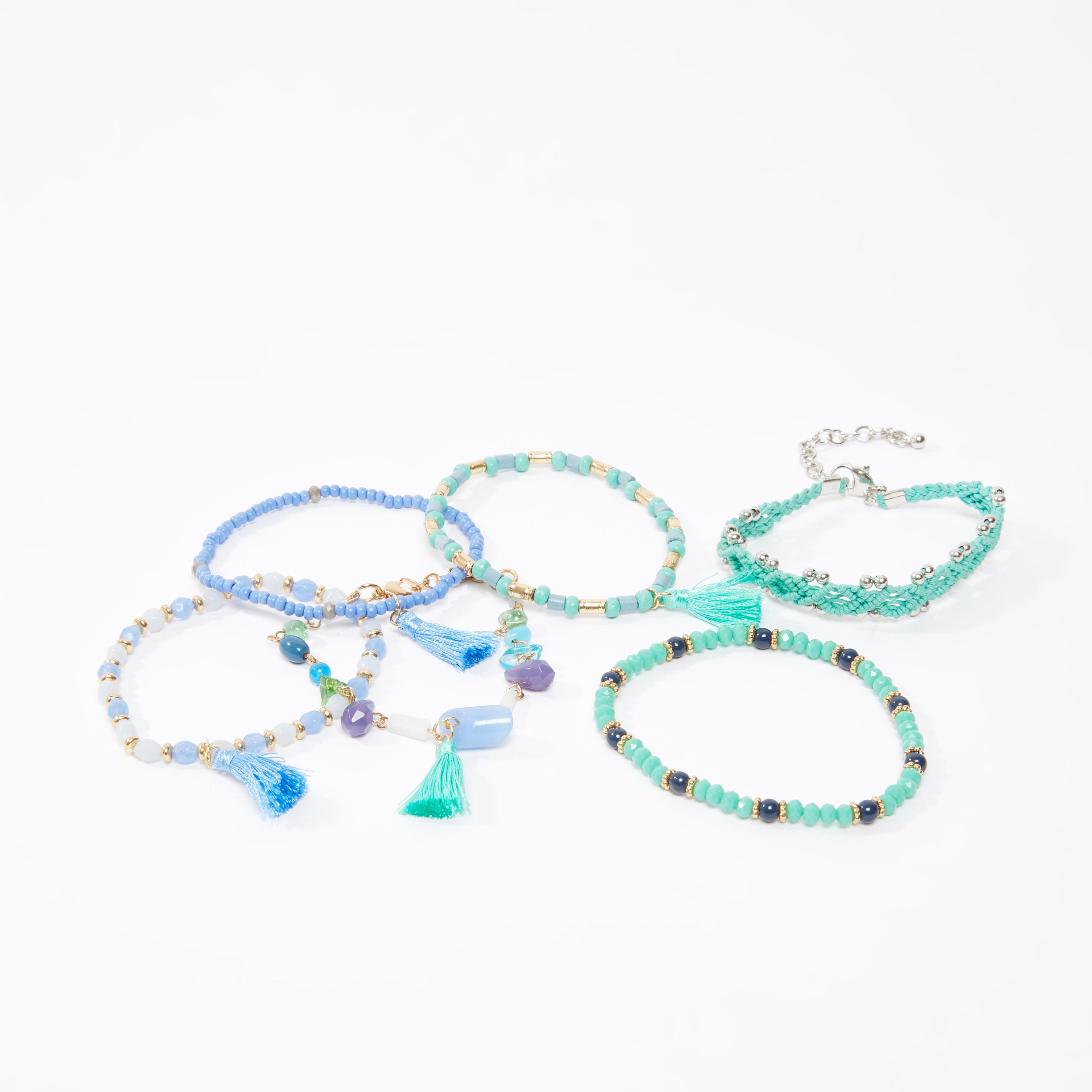اساور مزينة بالخرز - طقم من 5 قطع-women-watchesandjewellery-jewellery-banglesandbracelets-image-3