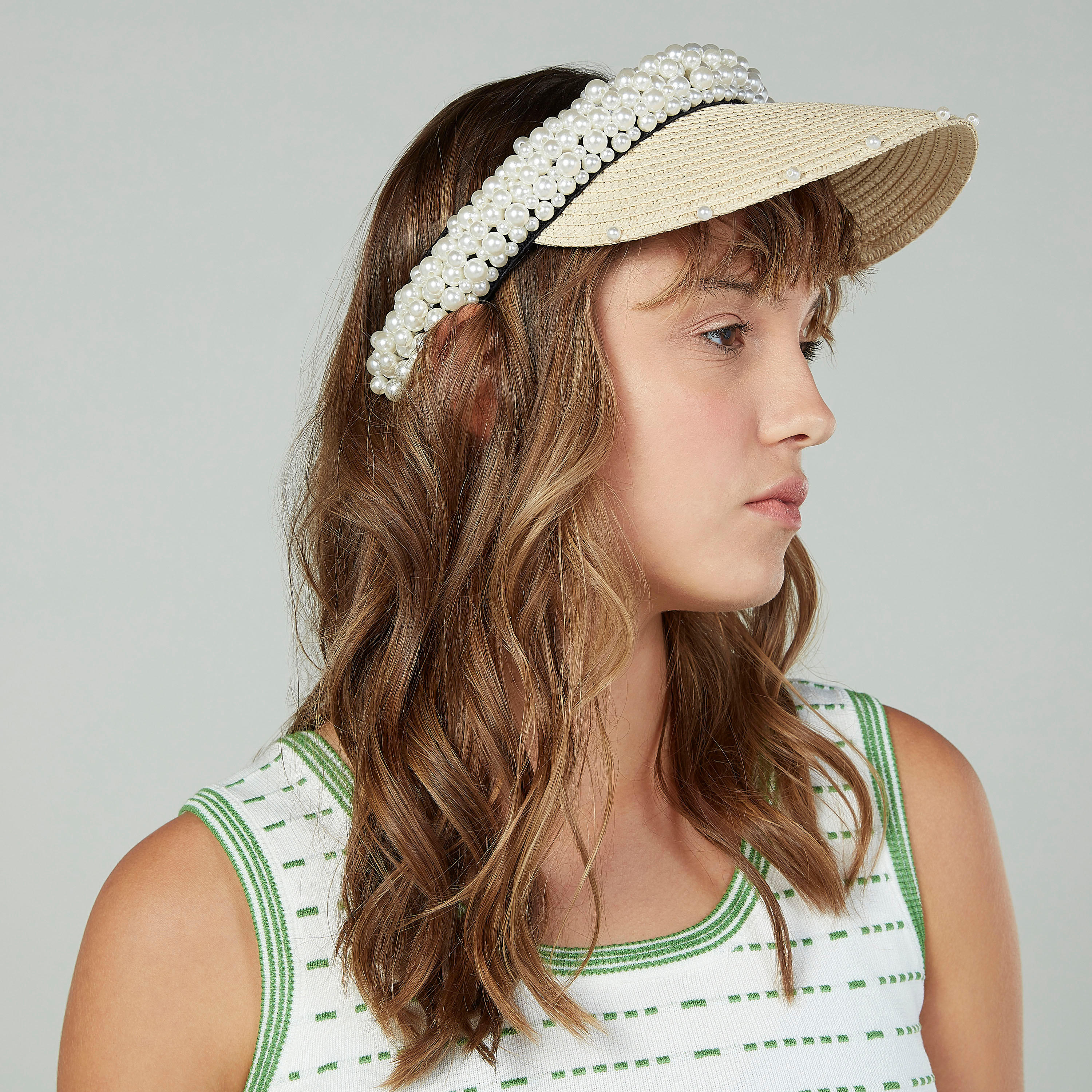 Textured Cap with Pearl Detail-women-clothingaccessories-capsandhats-image-2