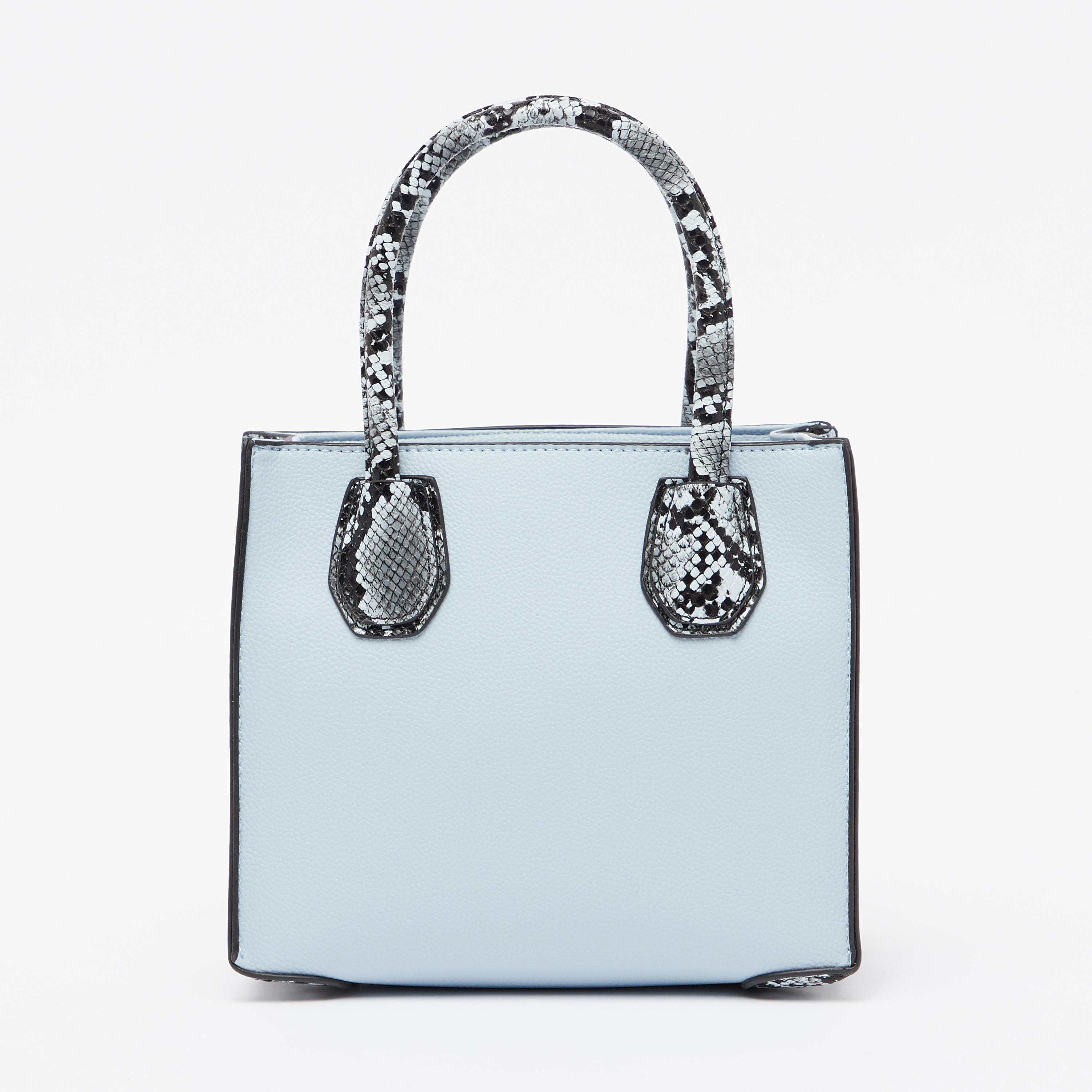 Textured Handbag with Twin Handles and Detachable Strap-women-bagsandwallets-handbags-image-1