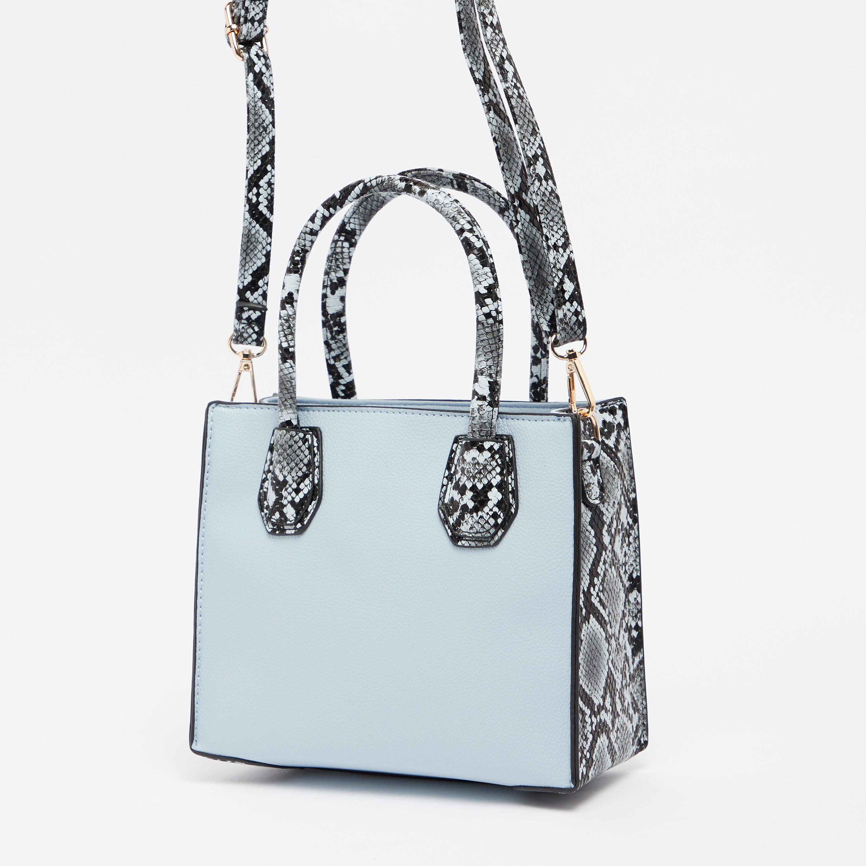 Textured Handbag with Twin Handles and Detachable Strap-women-bagsandwallets-handbags-image-3