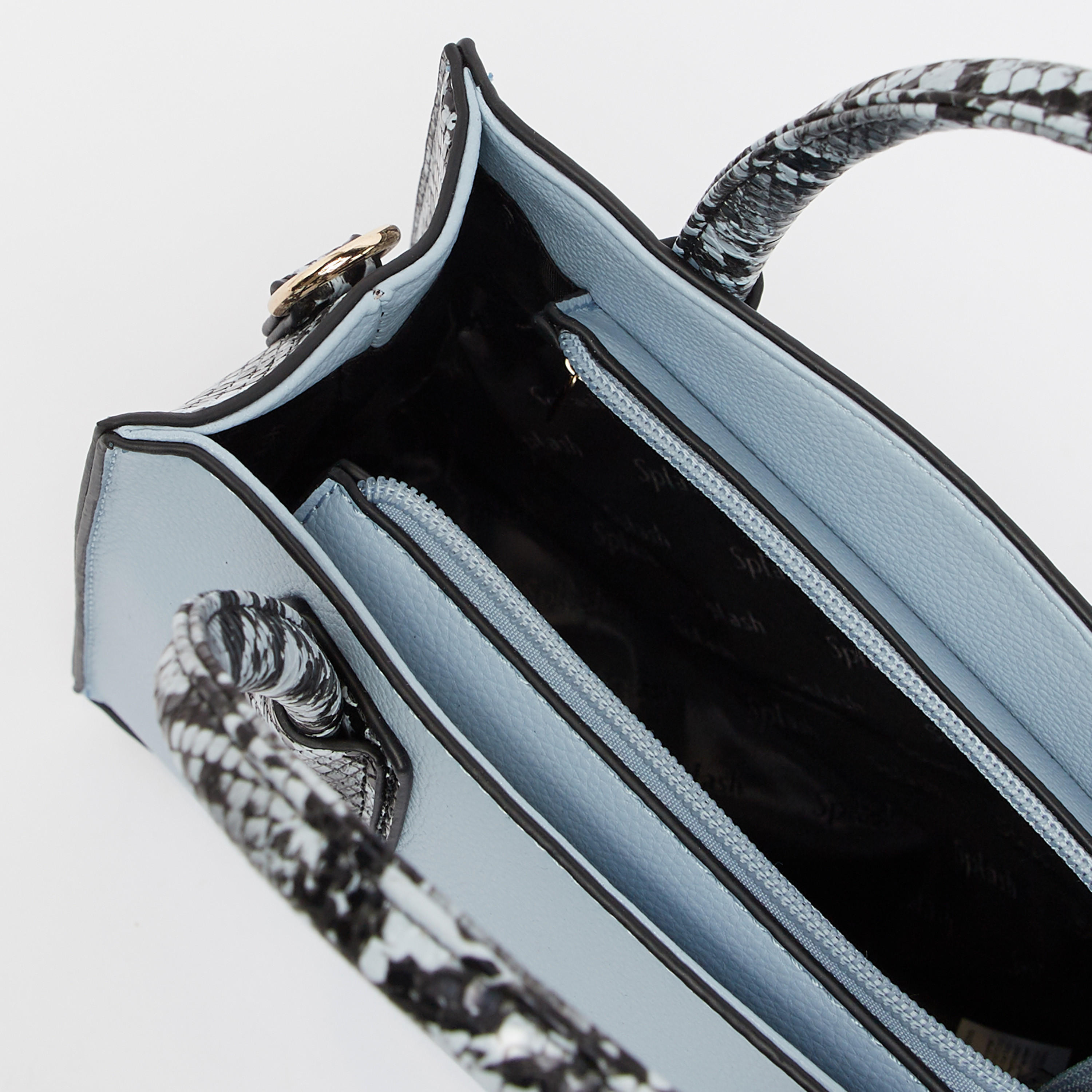 Textured Handbag with Twin Handles and Detachable Strap-women-bagsandwallets-handbags-image-5