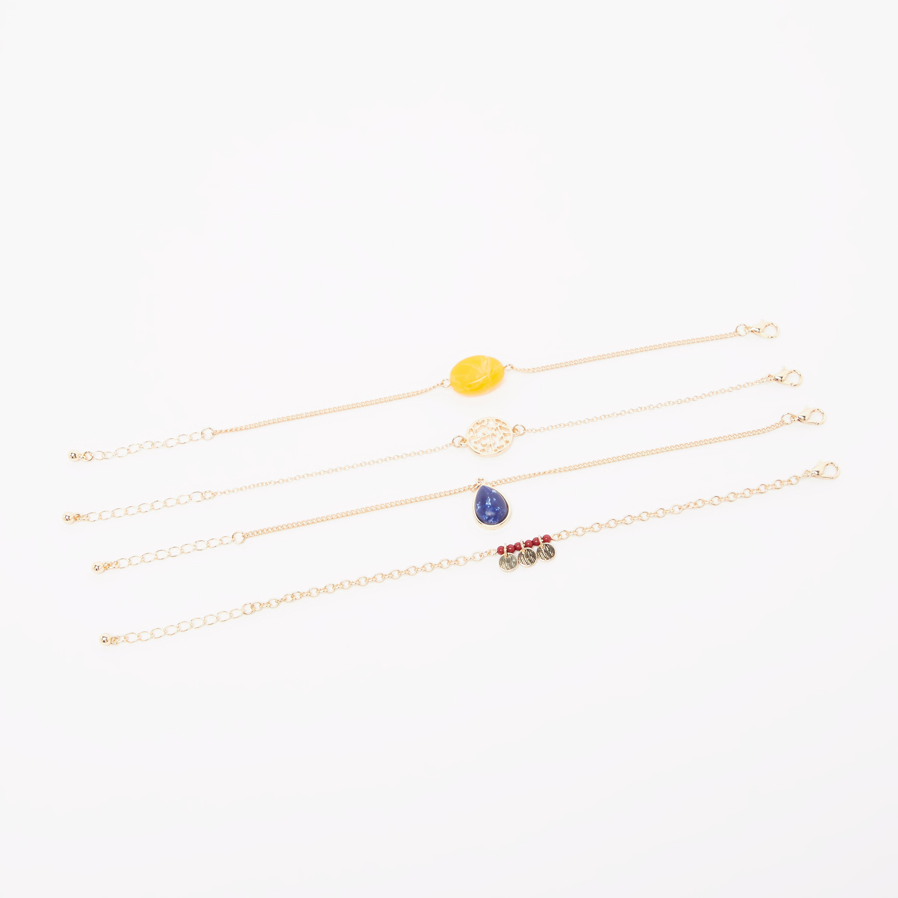 اساور ميتاليك بمشبك إغلاق - طقم من 4 قطع-women-watchesandjewellery-jewellery-banglesandbracelets-image-1