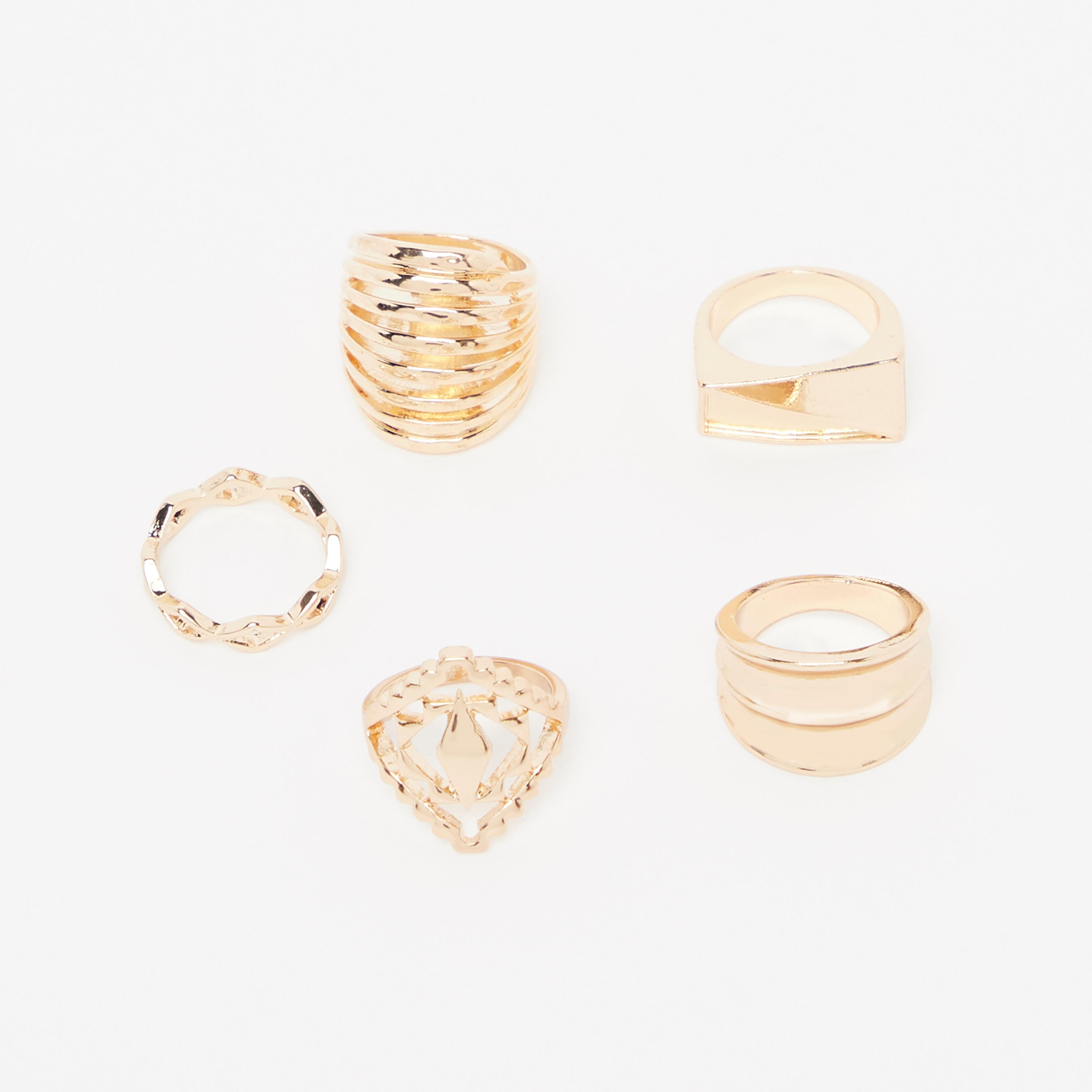 طقم خواتم متنوّعة - من 5 قطع-women-watchesandjewellery-jewellery-rings-image-1