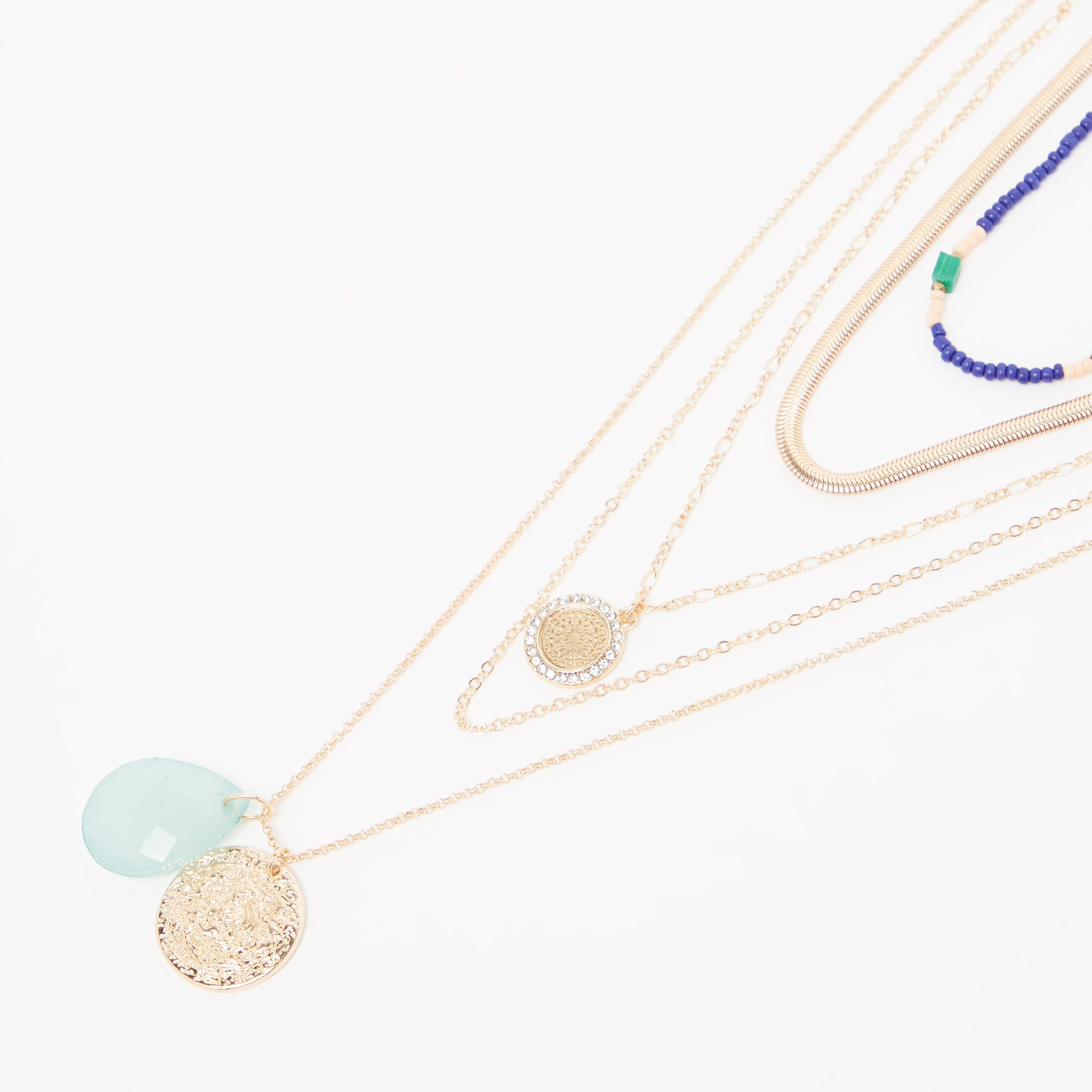قلادة معدنية مزيّنة بمشبك إغلاق - طقم من 5 قطع-women-watchesandjewellery-jewellery-necklacesandpendants-image-1