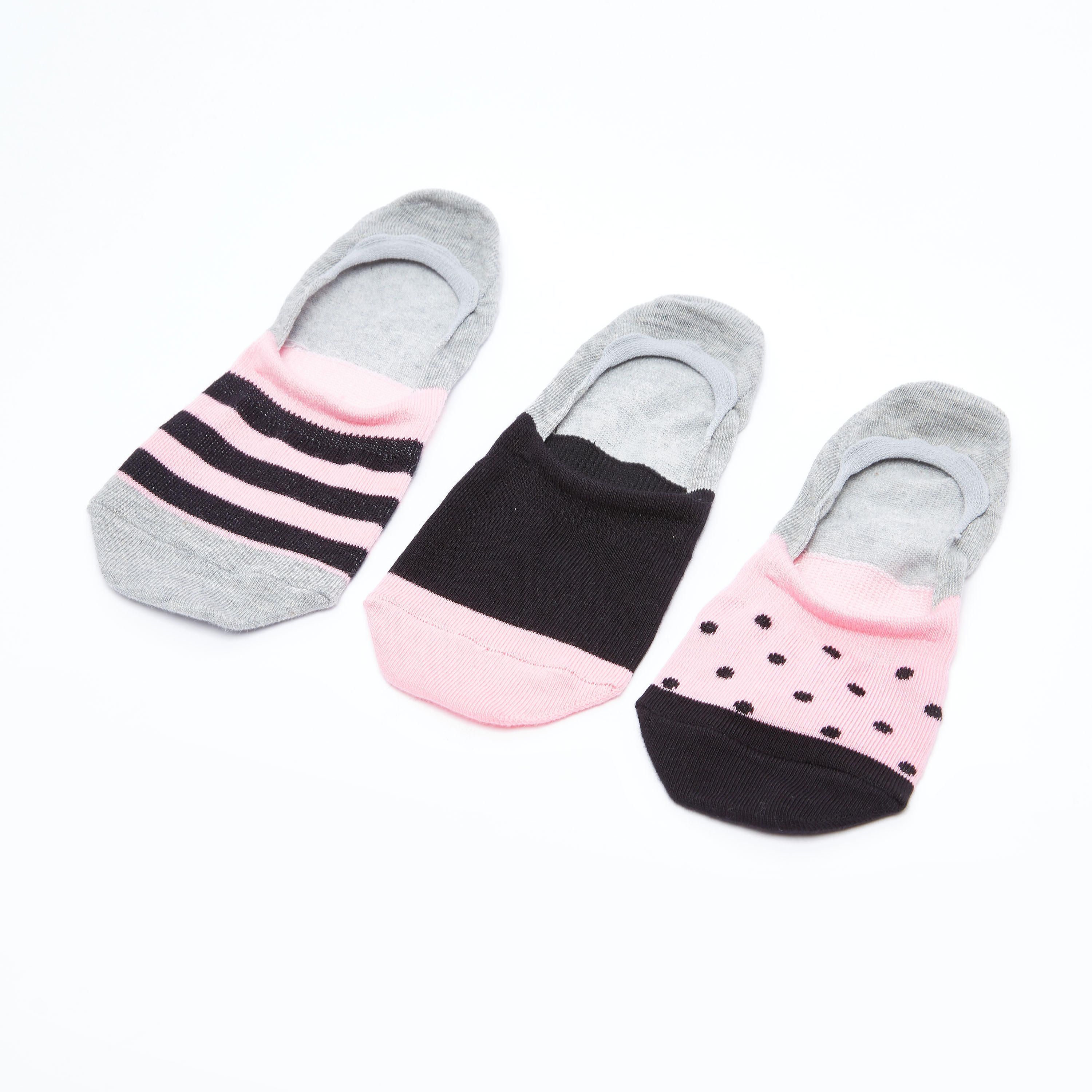 جوارب غير مرئية بطبعات وحواف مطّاطية - طقم من 3 أزواج-women-socksandstockings-image-1