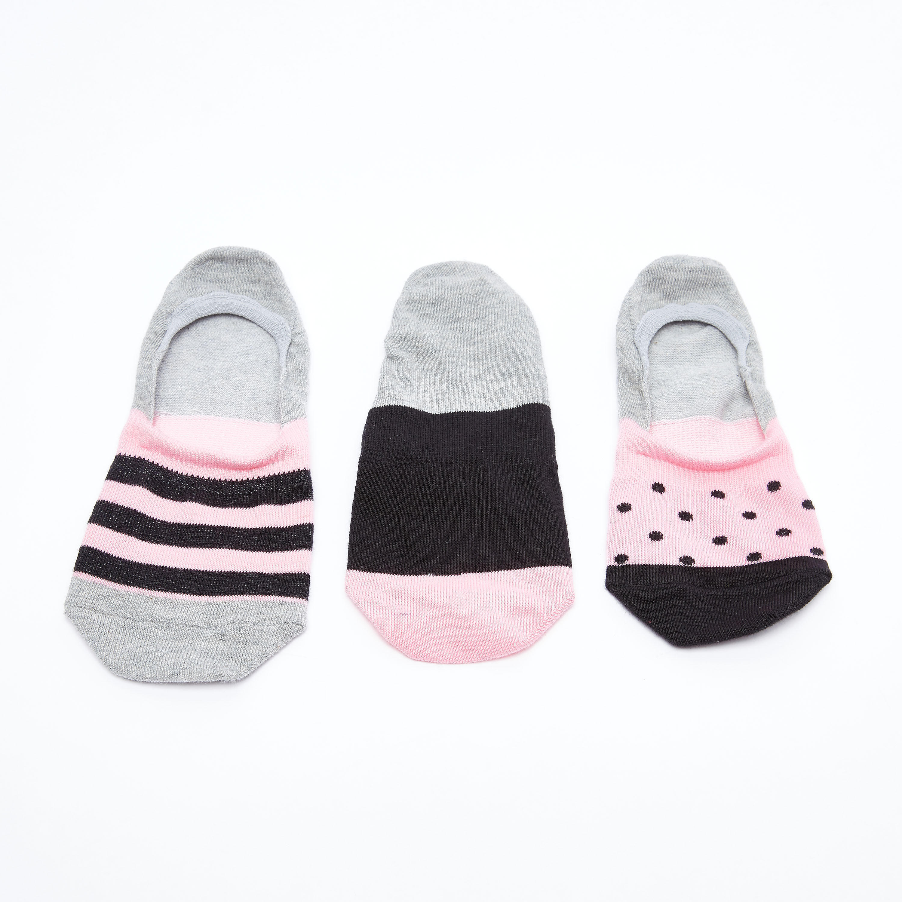جوارب غير مرئية بطبعات وحواف مطّاطية - طقم من 3 أزواج-women-socksandstockings-image-3