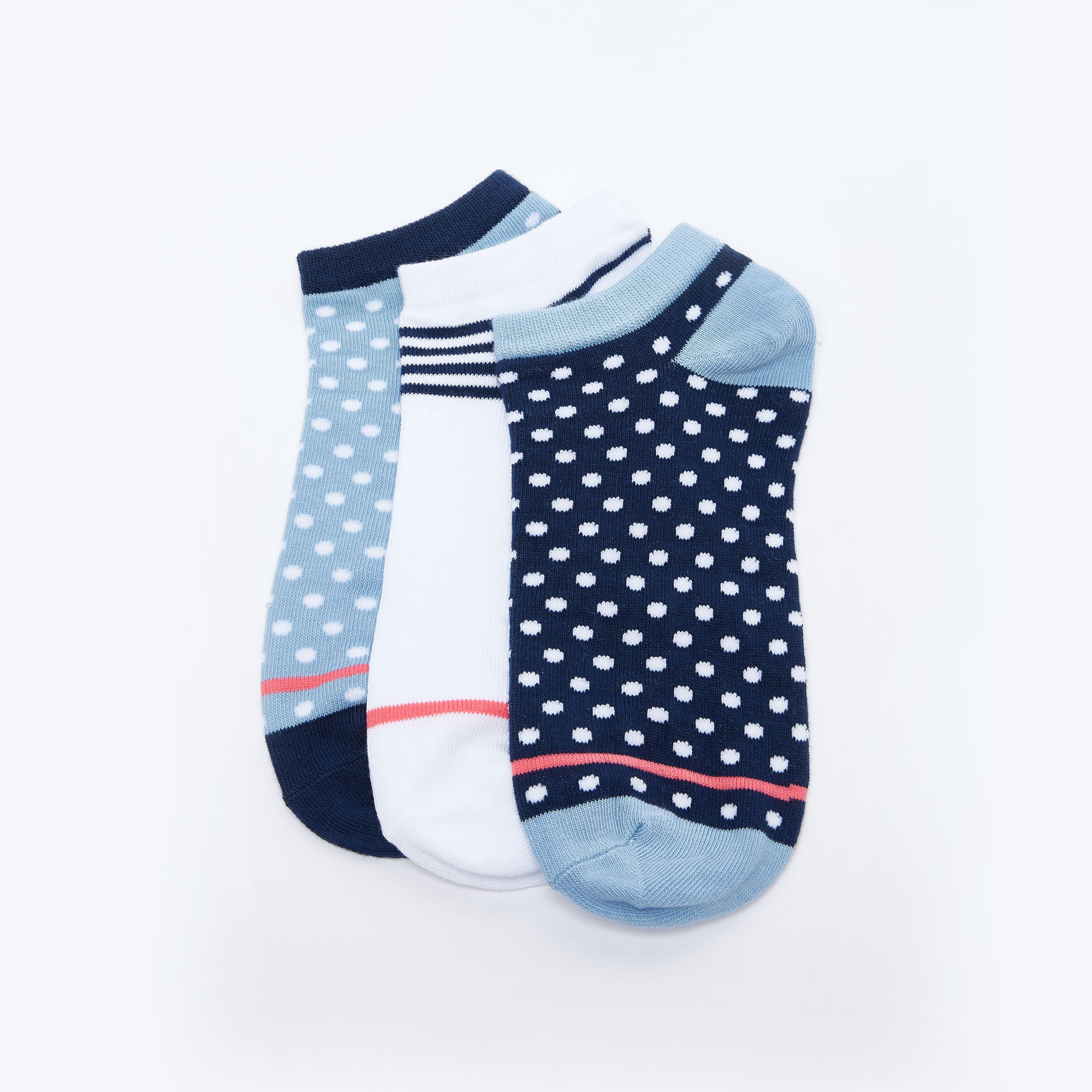 Set of 3 - Assorted Ankle Length Socks with Cuffed Hem-women-socksandstockings-image-2