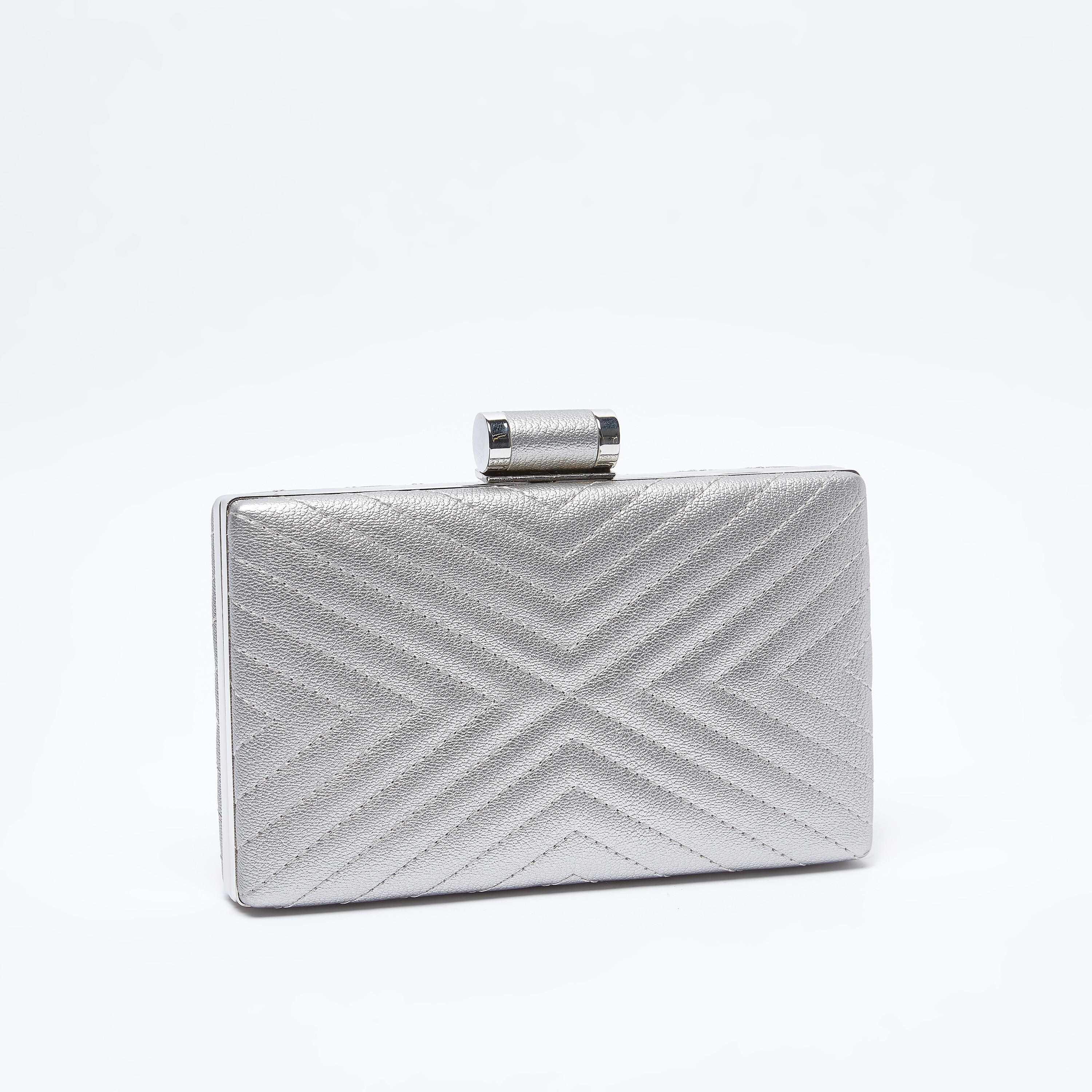 Quilted Clutch with Detachable Metallic Chain-women-bagsandwallets-handbags-image-1