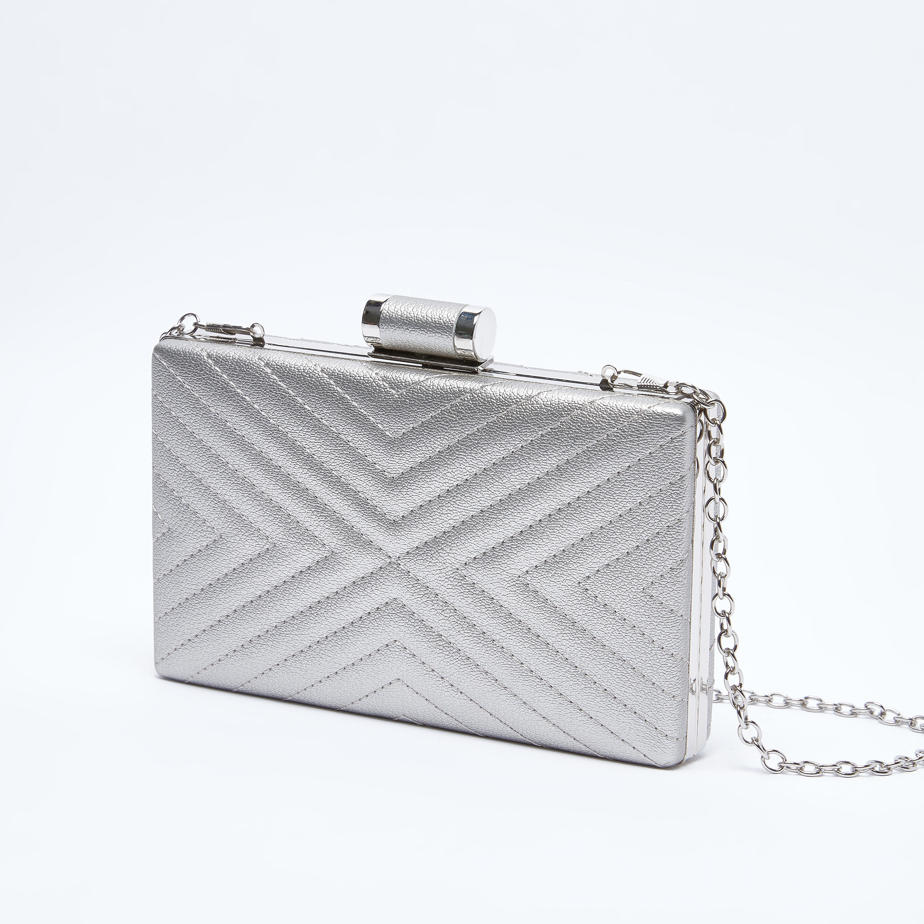Quilted Clutch with Detachable Metallic Chain-women-bagsandwallets-handbags-image-3