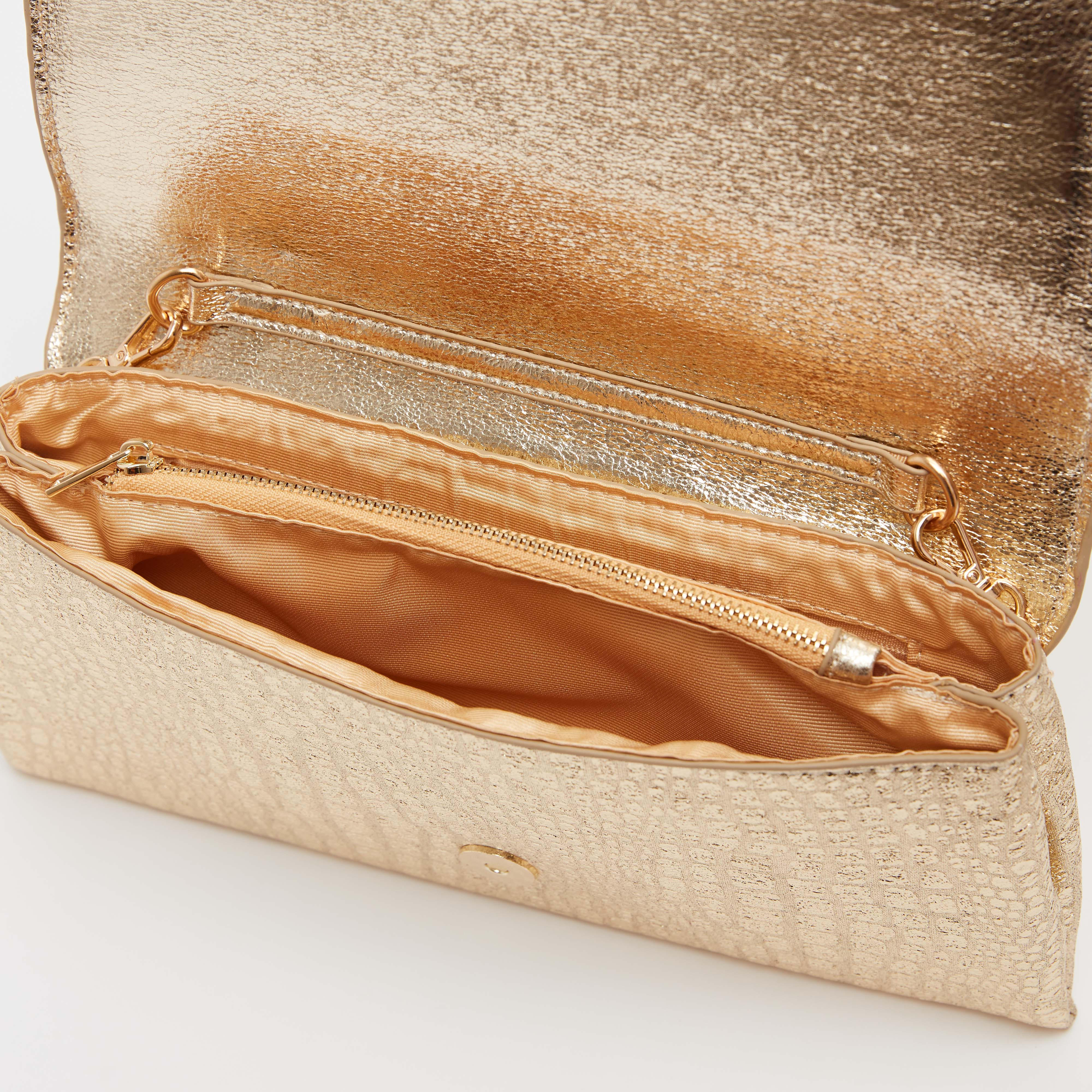 شنطة كلاتش بارزة الملمس بسلسلة قابلة للفصل وزر إغلاق مغناطيسي-women-bagsandwallets-handbags-image-4