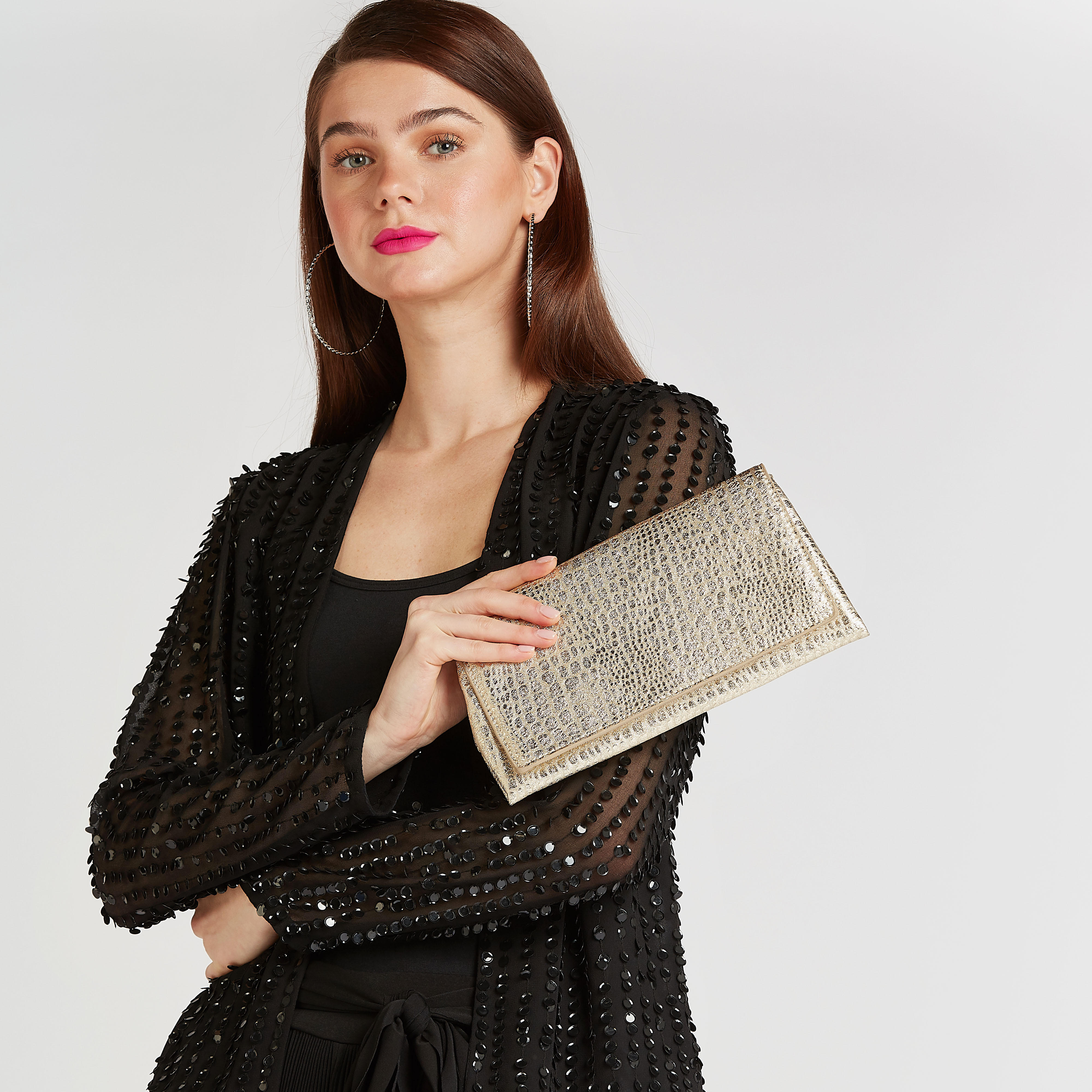 شنطة كلاتش بارزة الملمس بسلسلة قابلة للفصل وزر إغلاق مغناطيسي-women-bagsandwallets-handbags-image-2