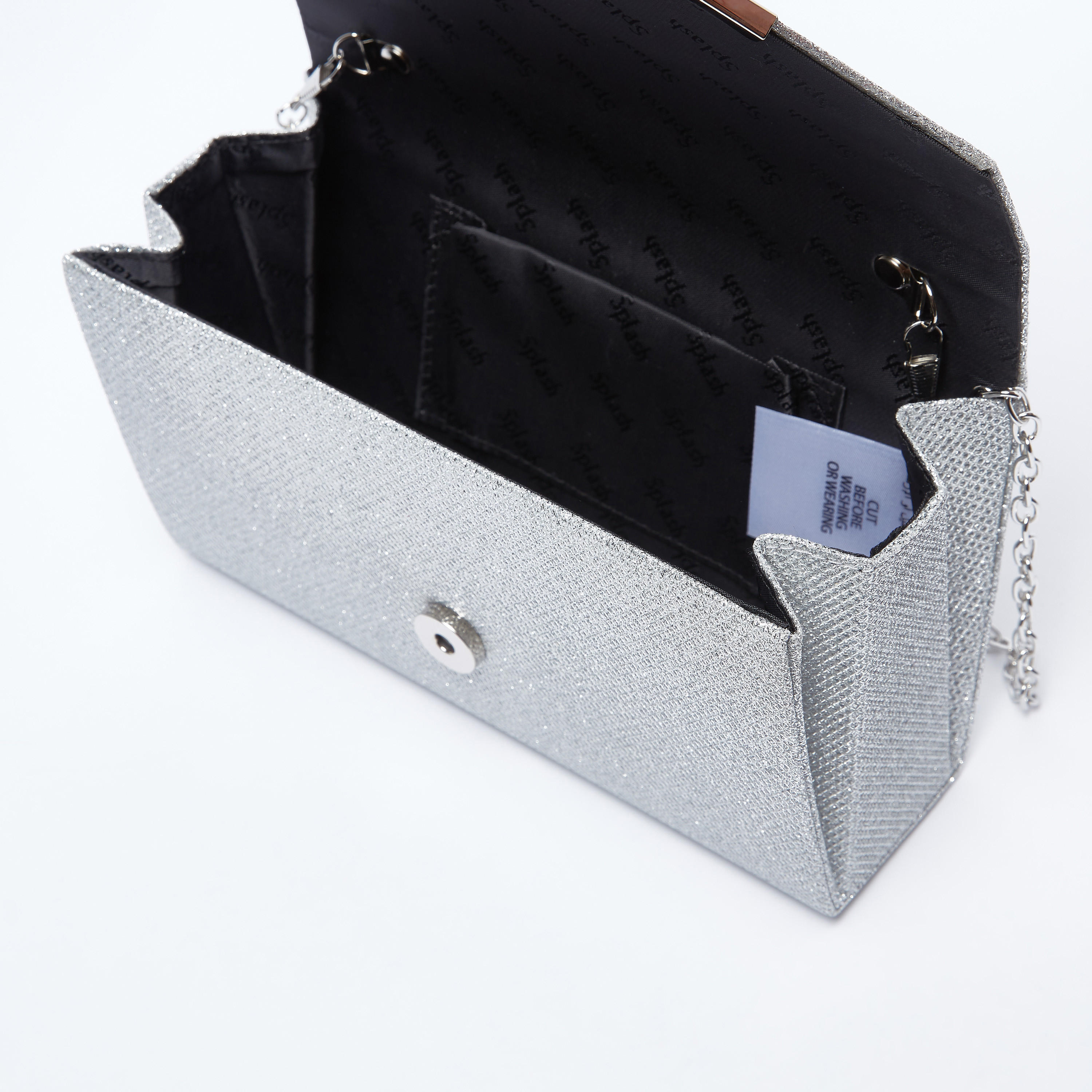 شنطة كلاتش بارزة الملمس بزر إغلاق مغناطيسي وسلسلة ميتاليك-women-bagsandwallets-handbags-image-3