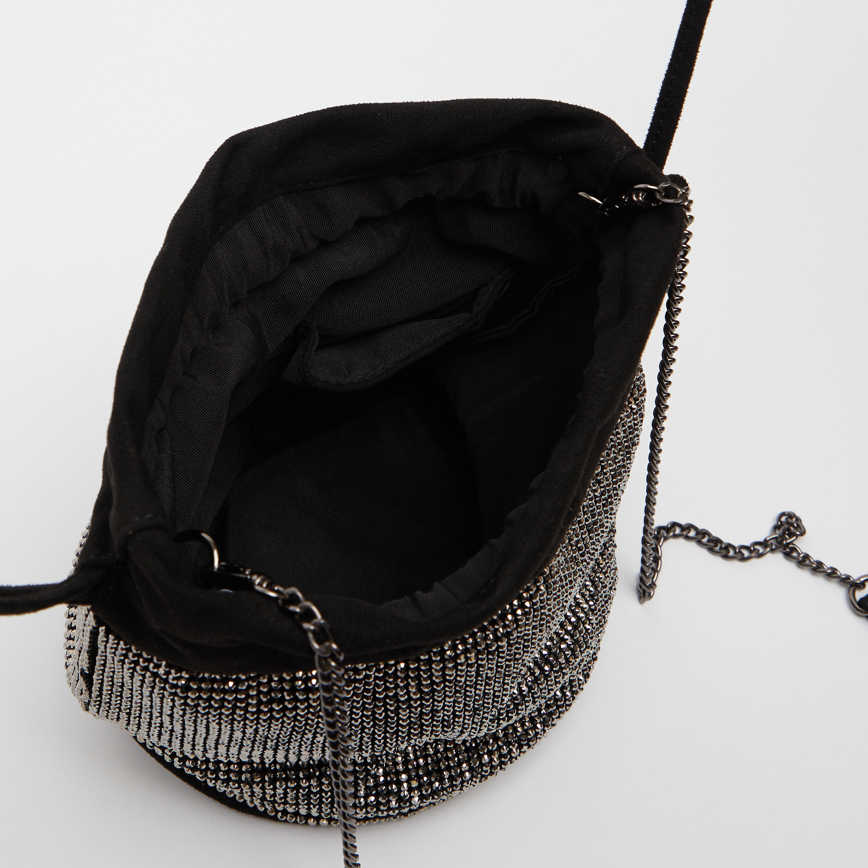 شنطة كتف مرصّعة بسلسلة ميتاليك قابلة للفصل وأربطة-women-bagsandwallets-handbags-image-1