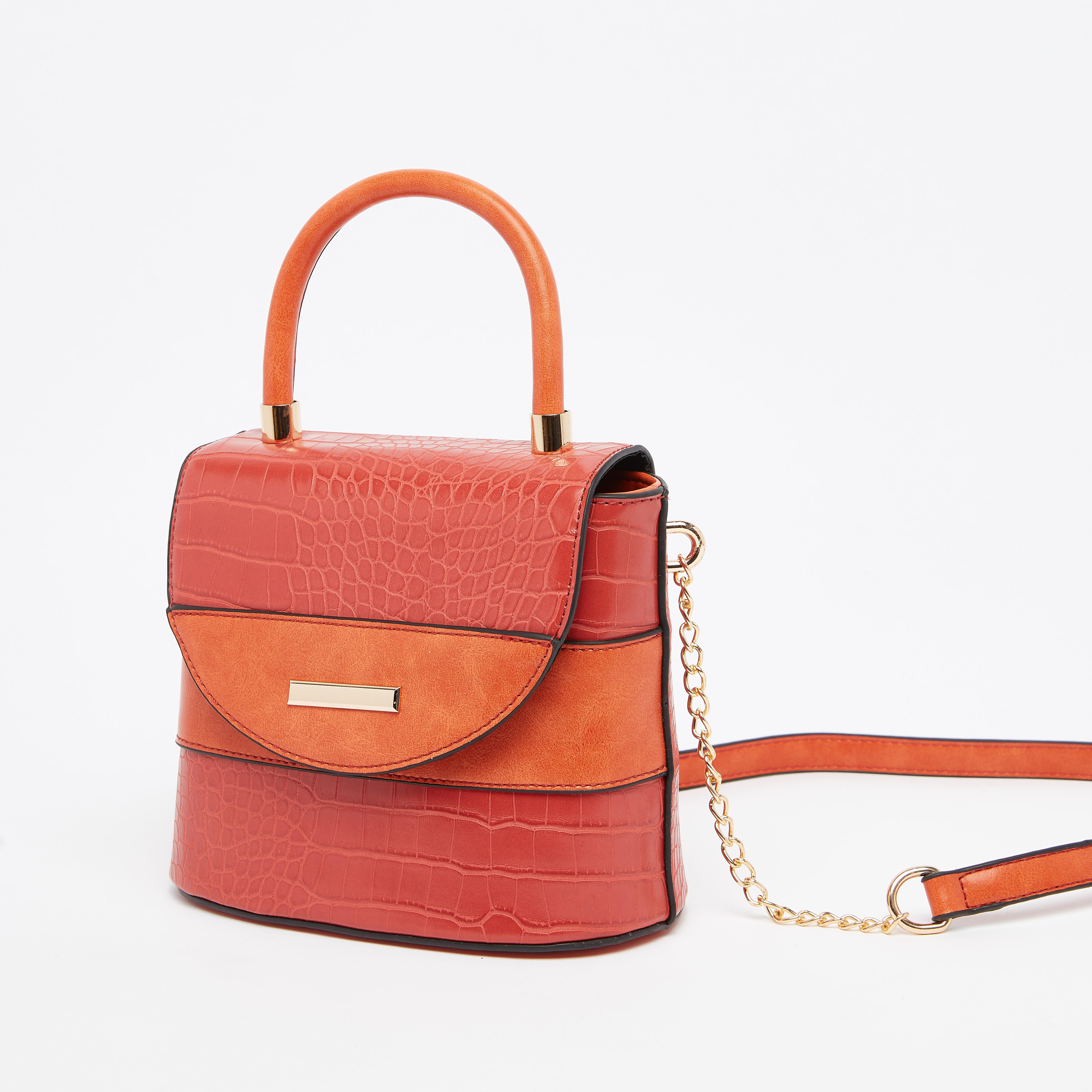 شنطة ساتشيل بارزة الملمس بزر إغلاق مغناطيسي وسلسلة ميتاليك-women-bagsandwallets-handbags-image-1