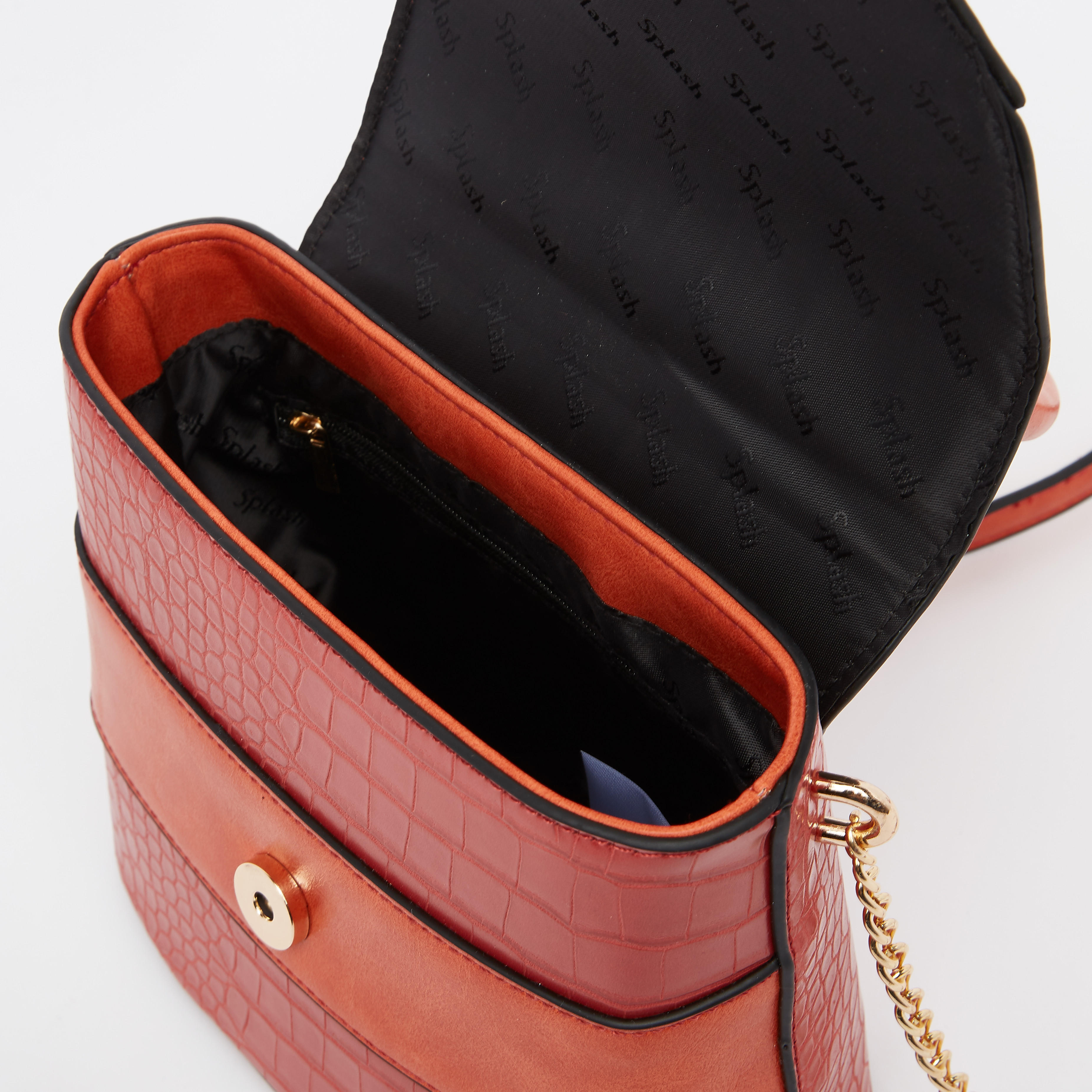 شنطة ساتشيل بارزة الملمس بزر إغلاق مغناطيسي وسلسلة ميتاليك-women-bagsandwallets-handbags-image-4