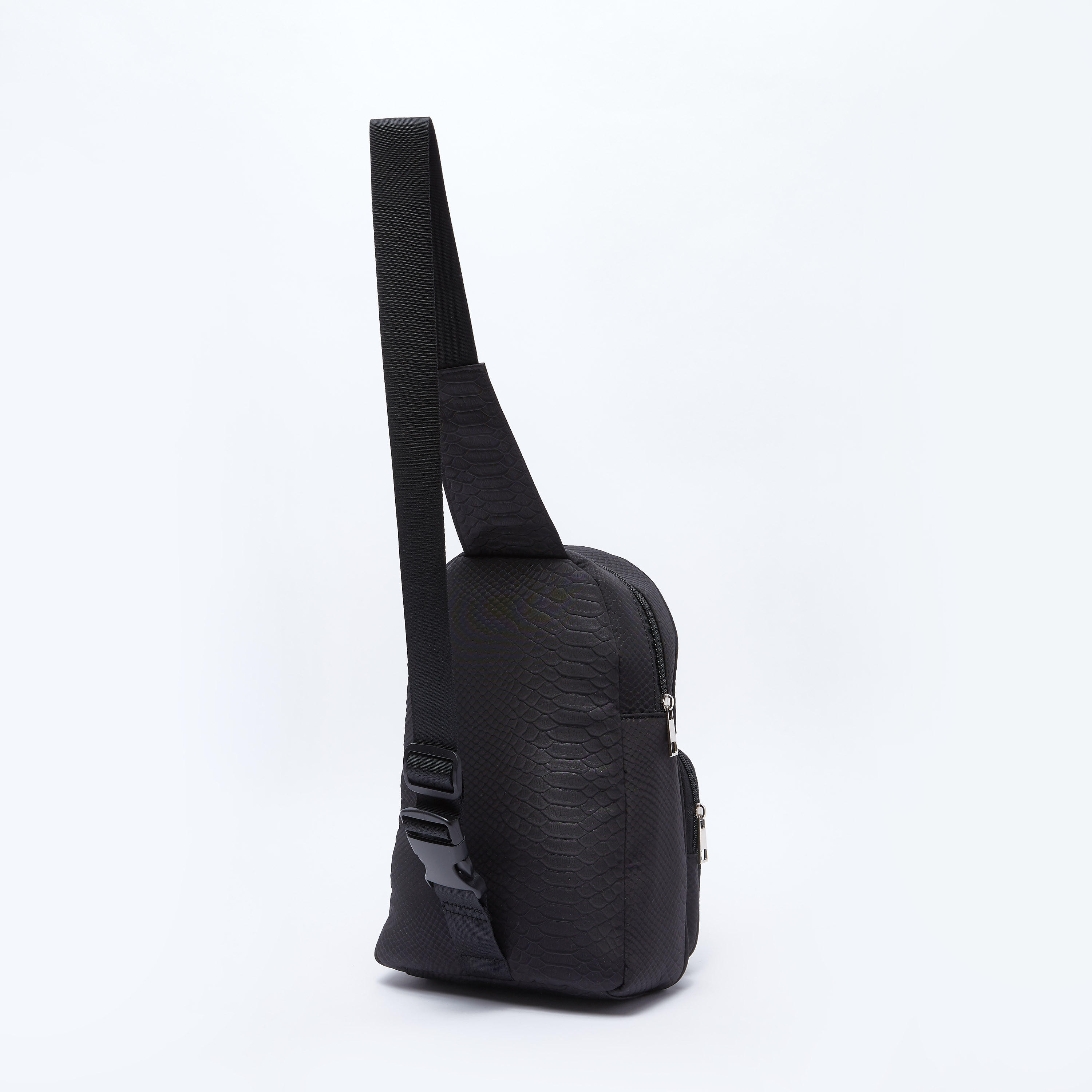 Textured One Shoulder Bag with Adjustable Strap and Buckle Closure-women-bagsandwallets-handbags-image-3