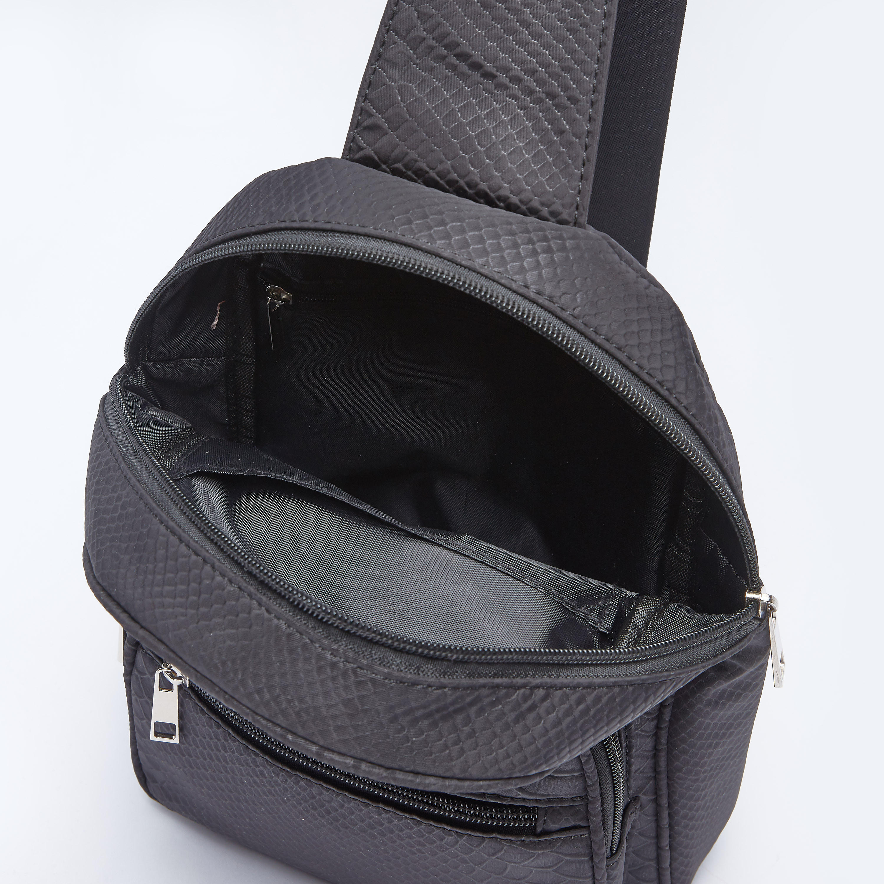 Textured One Shoulder Bag with Adjustable Strap and Buckle Closure-women-bagsandwallets-handbags-image-4