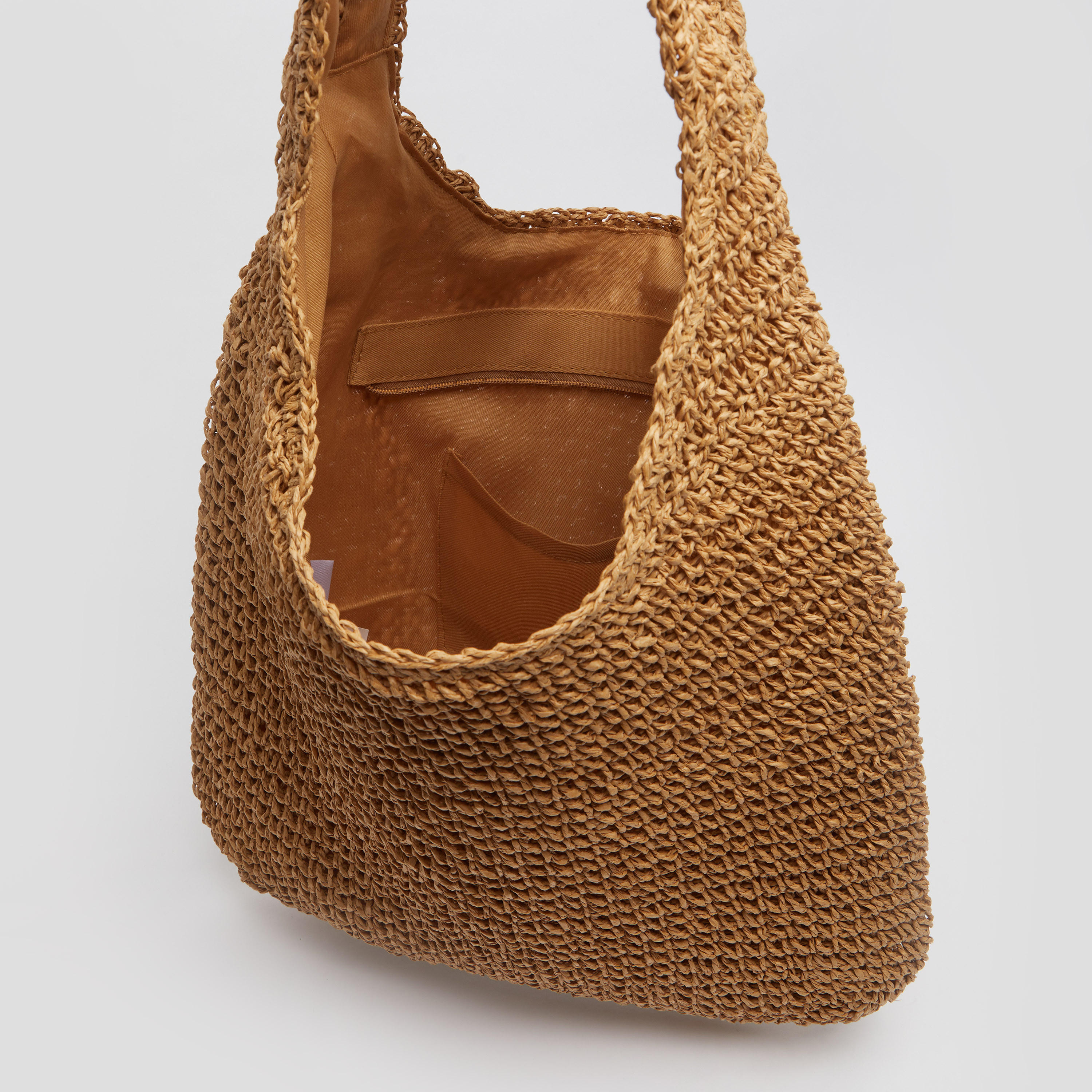 Textured Tote Bag with Handle and Zip Closure-women-bagsandwallets-handbags-image-5