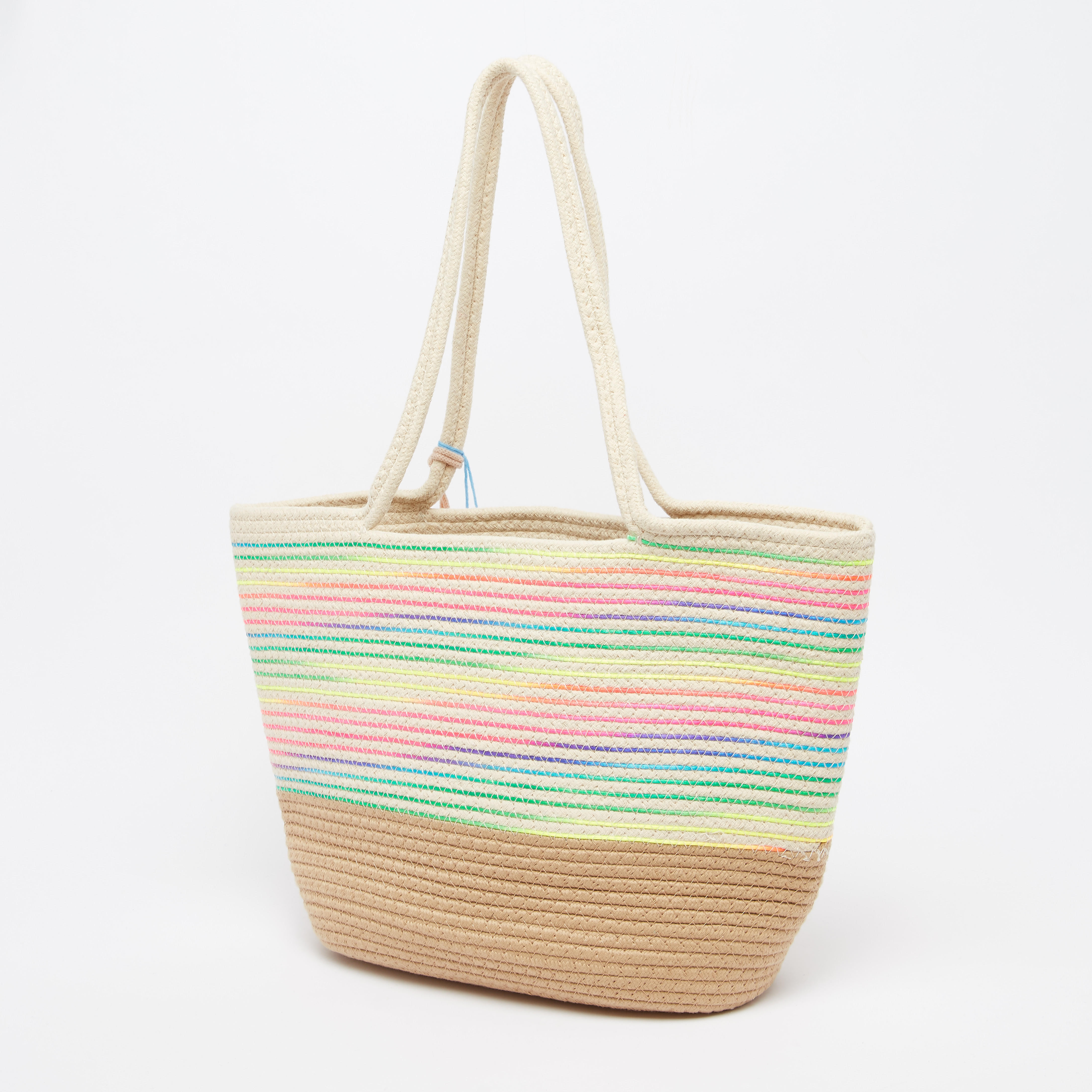 حقيبة توتي بارزة الملمس بمقابض مزدوجة وتفاصيل بوم بوم-women-bagsandwallets-handbags-image-4