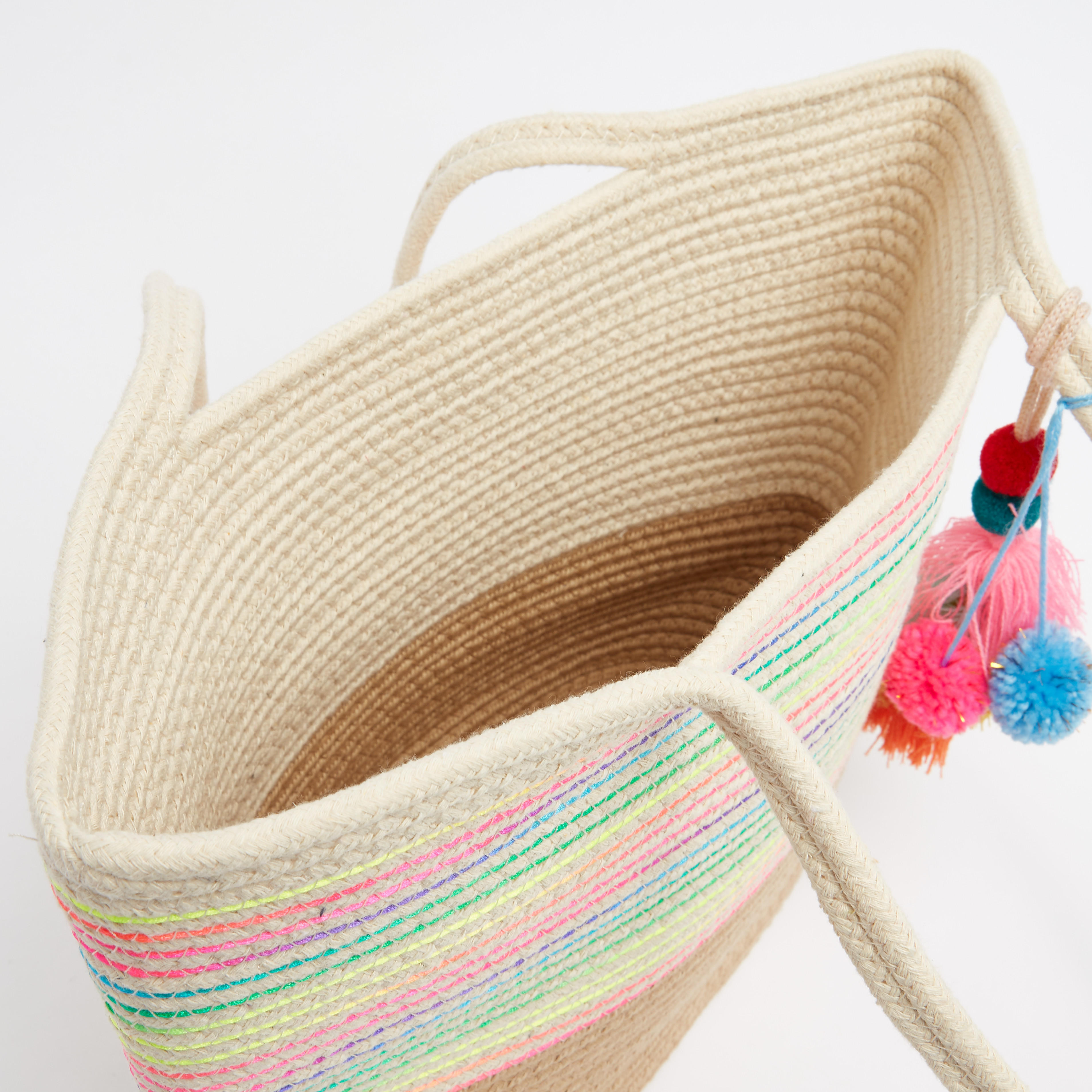 حقيبة توتي بارزة الملمس بمقابض مزدوجة وتفاصيل بوم بوم-women-bagsandwallets-handbags-image-5