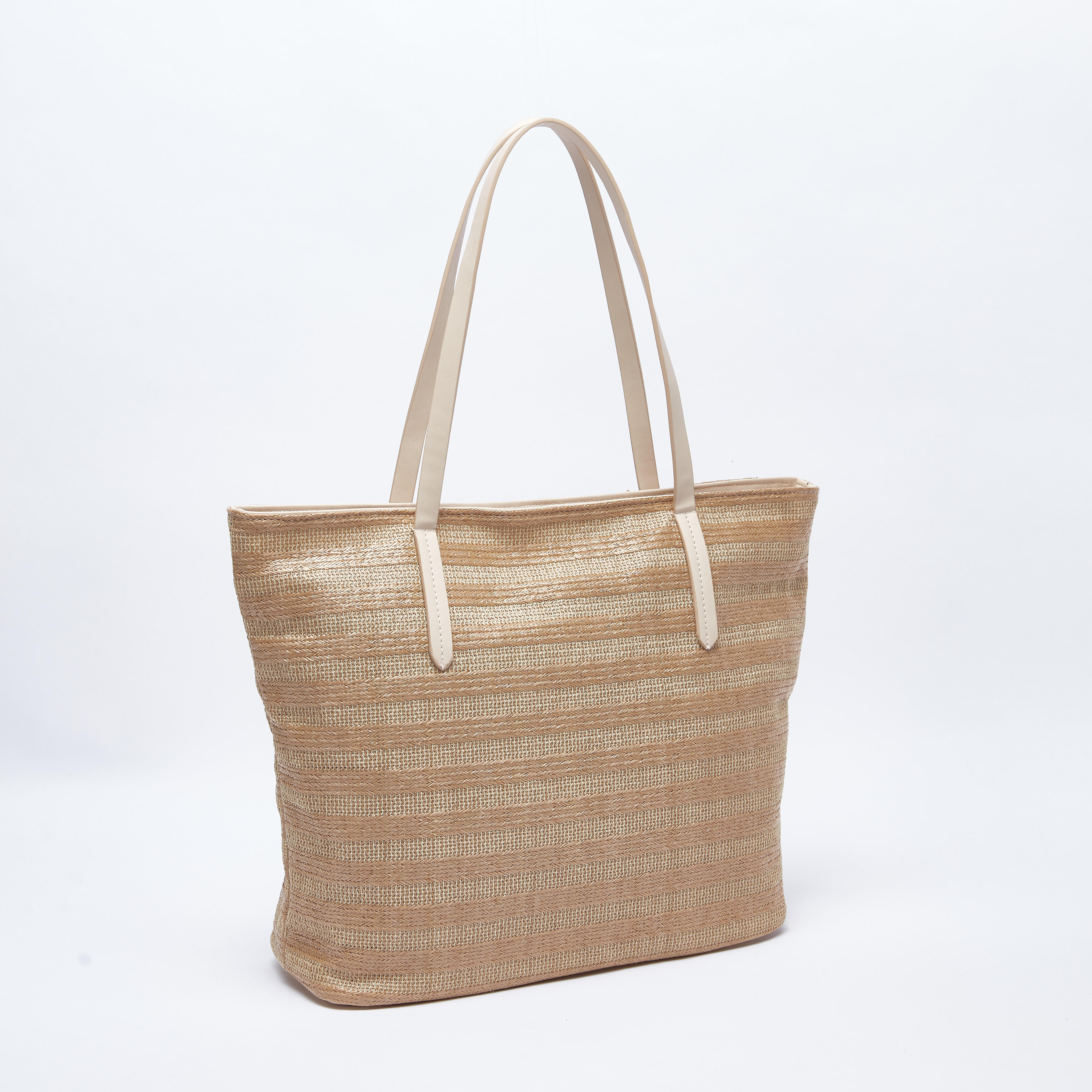 شنطة توتي بارزة الملمس بسحاب إغلاق ومقابض مزدوجة-women-bagsandwallets-handbags-image-1