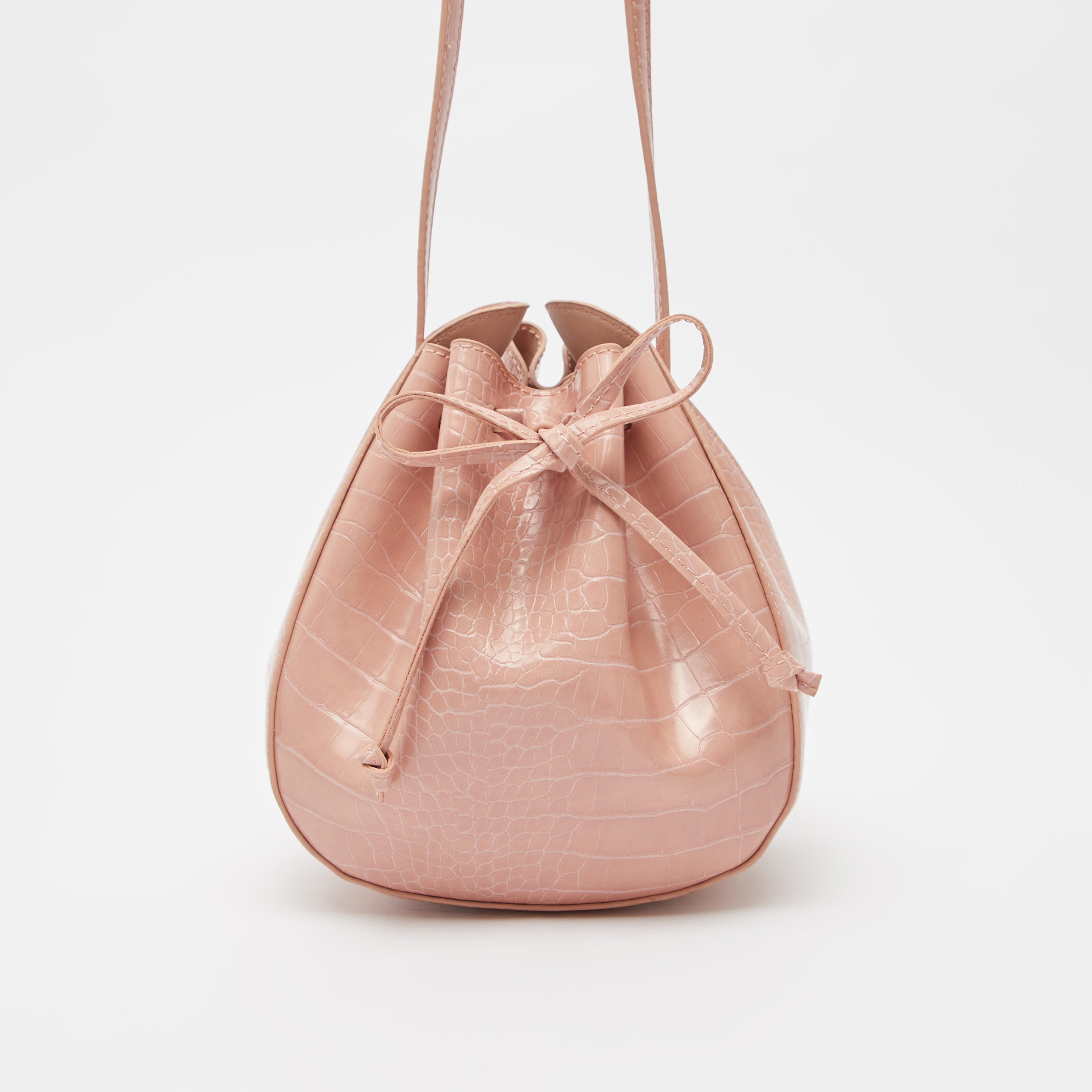 شنطة دلو بارزة الملمس برباط إغلاق وحزام-women-bagsandwallets-handbags-image-5